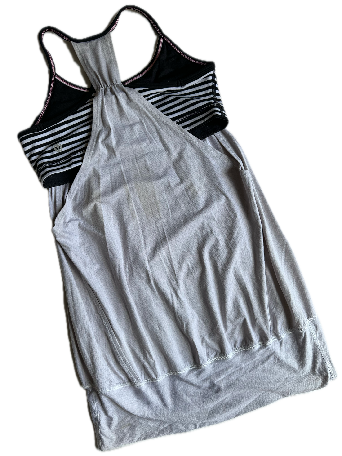 Tank 6 gris con top de rayas