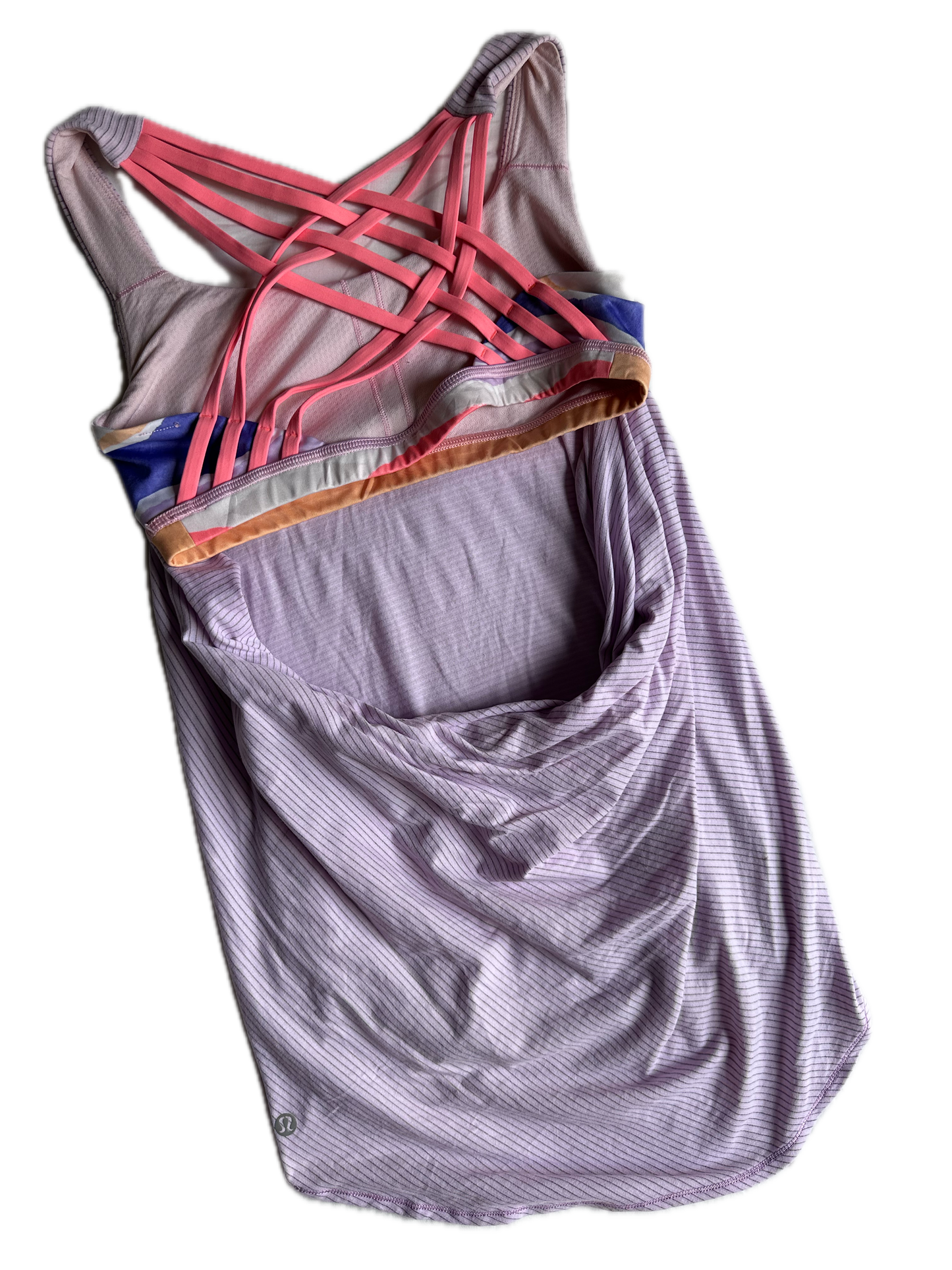 Tank top 6 lila con tirantes rosas