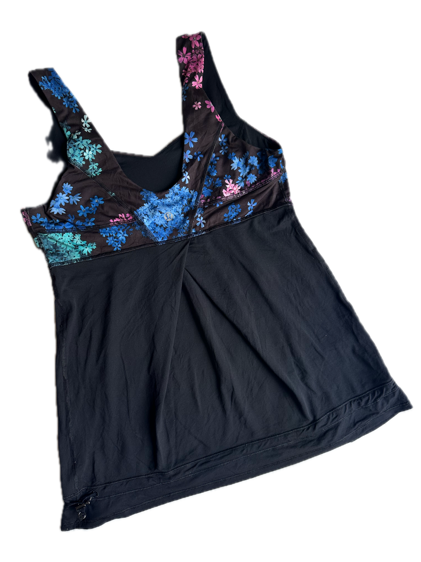 Tank top 8 negro y print flores