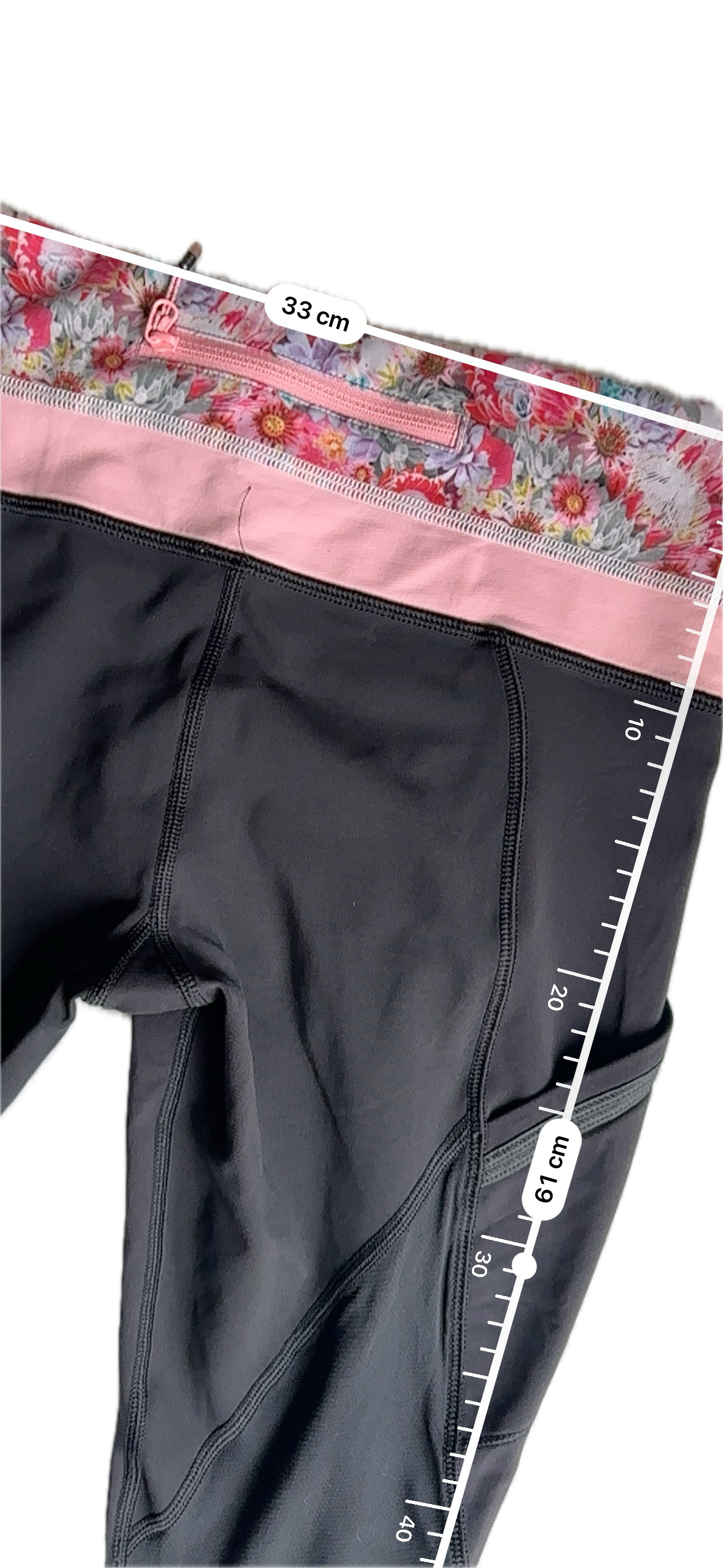 Legging 6 negro con pretina rosa flores