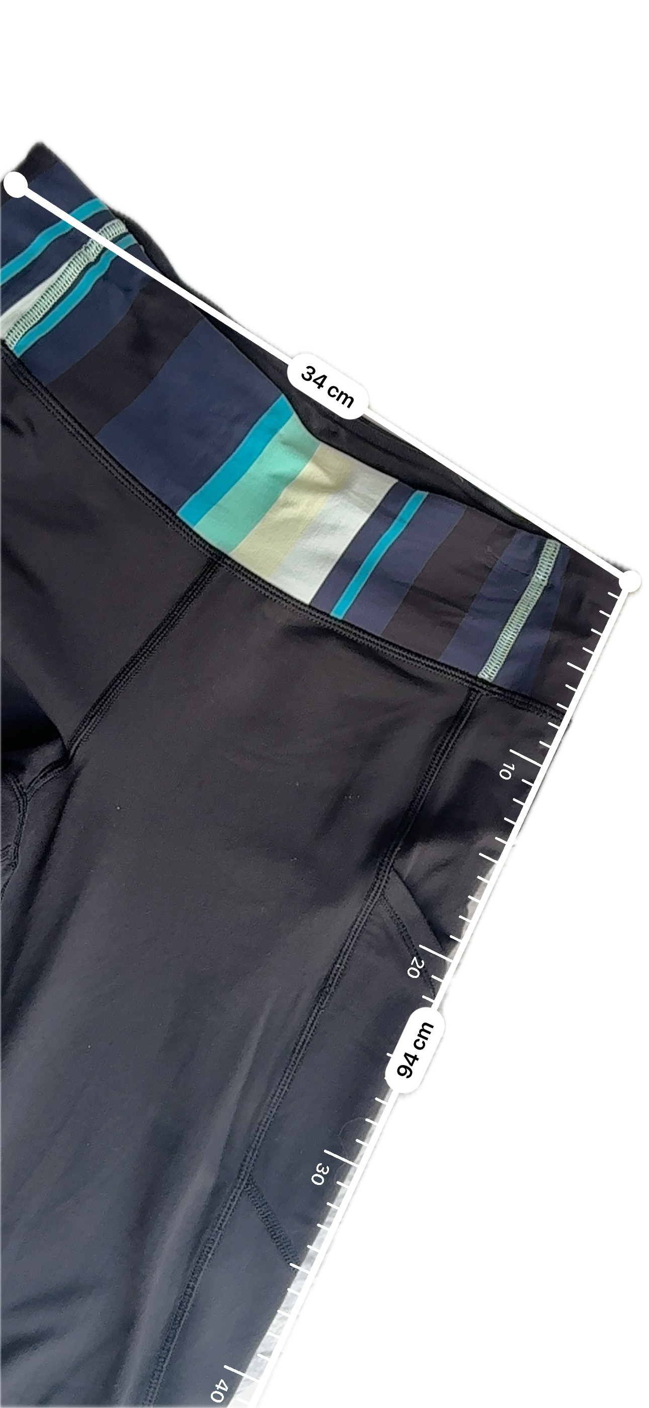 Legging 8 negro pretina rayas azules