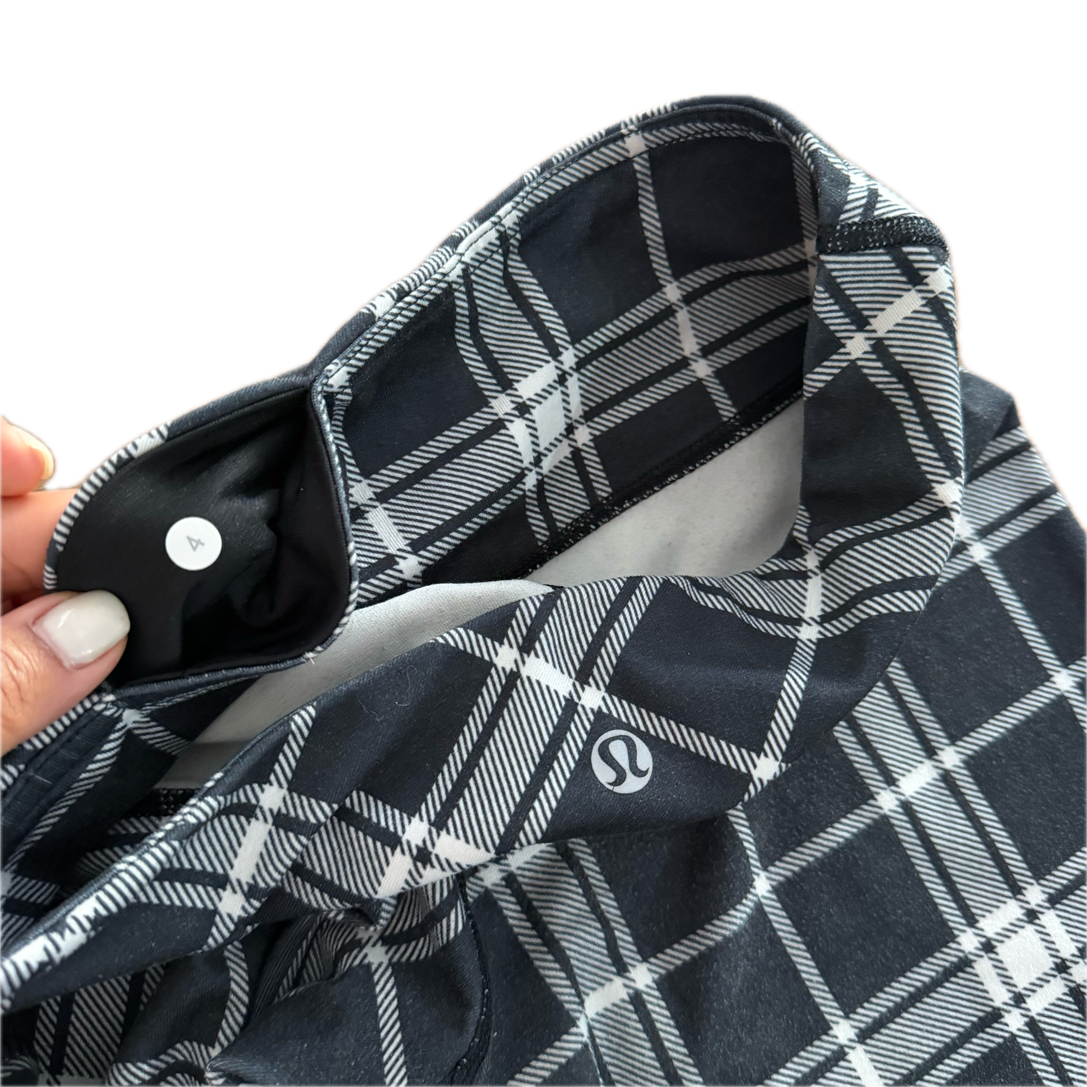 Legging Lululemon talla XS cuadros negro/blanco