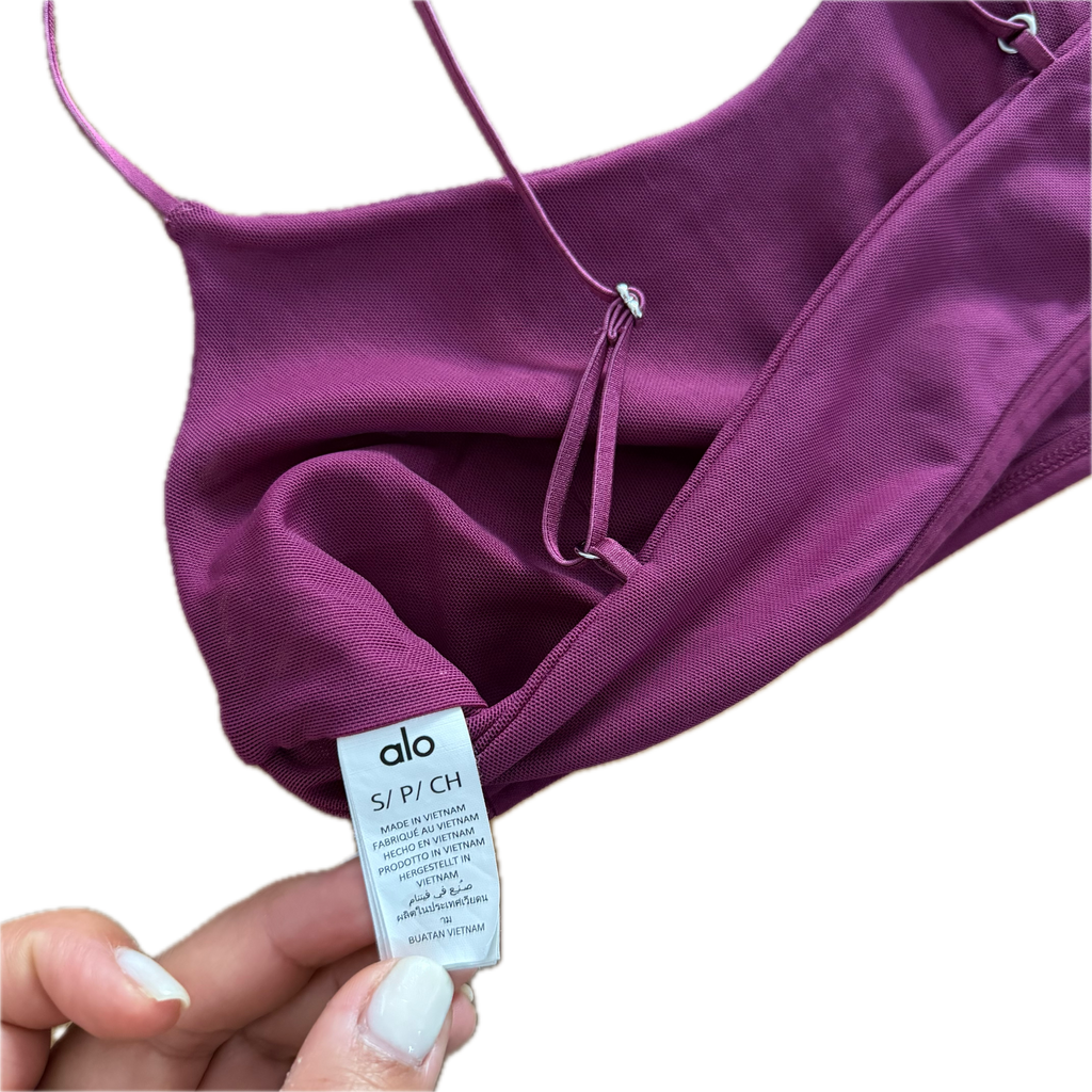 Bralette ALO talla CH color vino tela mesh
