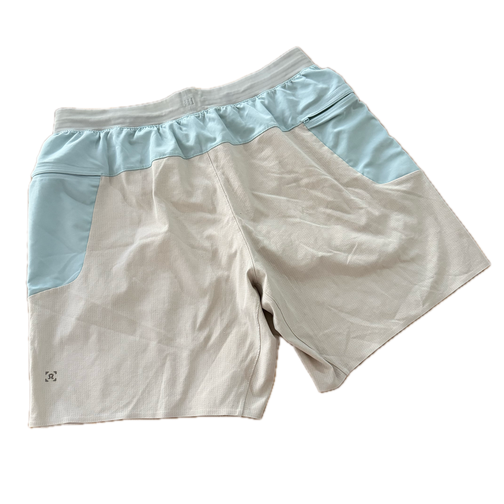 Short Lululemon talla XL azul y blanco tela Nulux™ para hombre