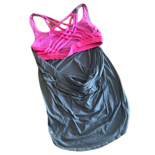 Tank top 8 gris con top rosa fosfo