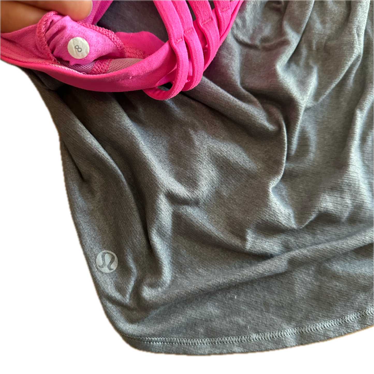 Tank top 8 gris con top rosa fosfo