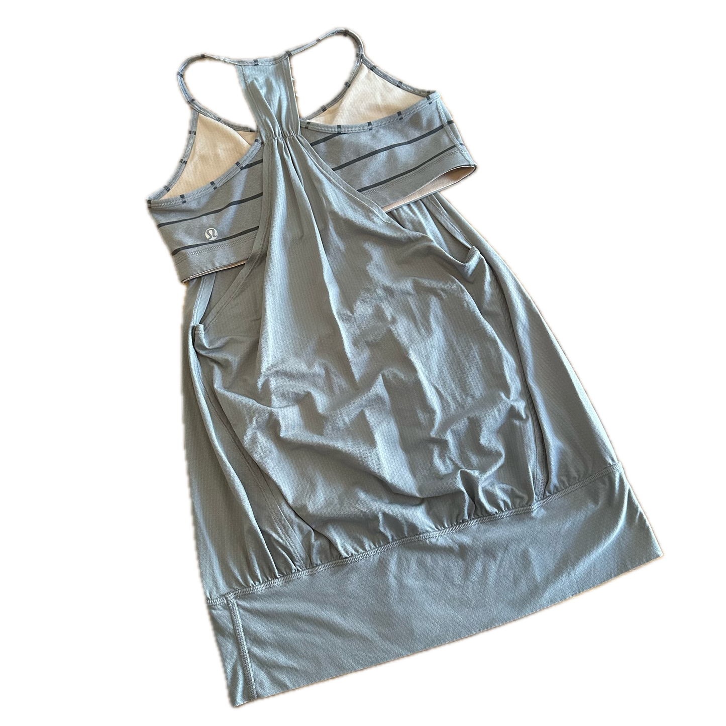 Tank top 8 gris con top rayitas