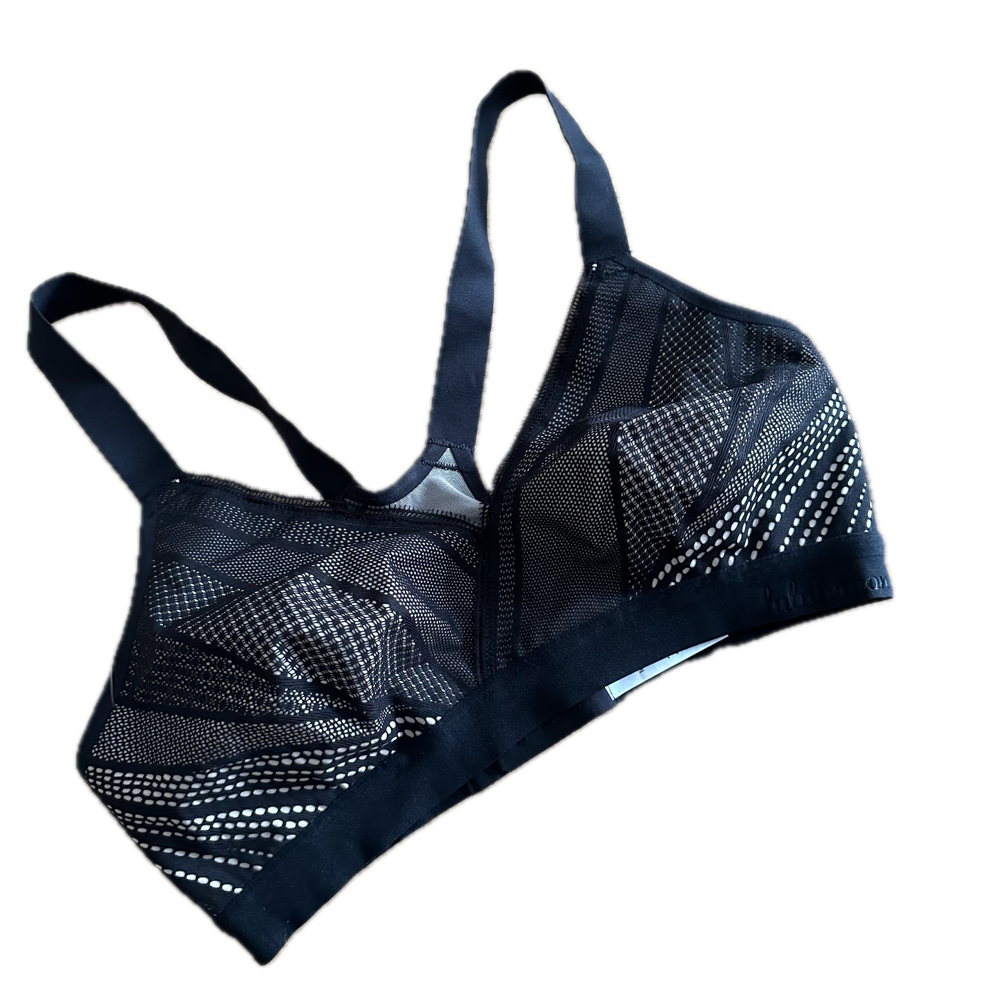 Sport bra DD32 tipo encaje negro y beige