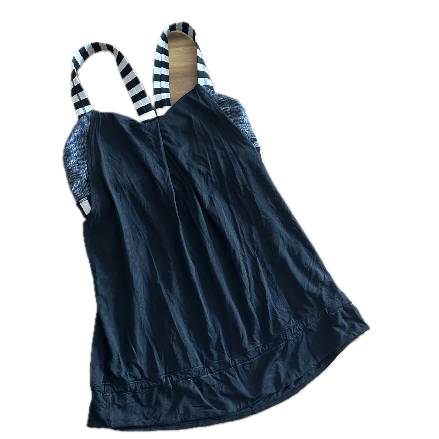 Tank top 4 negro con tirantes de rayas