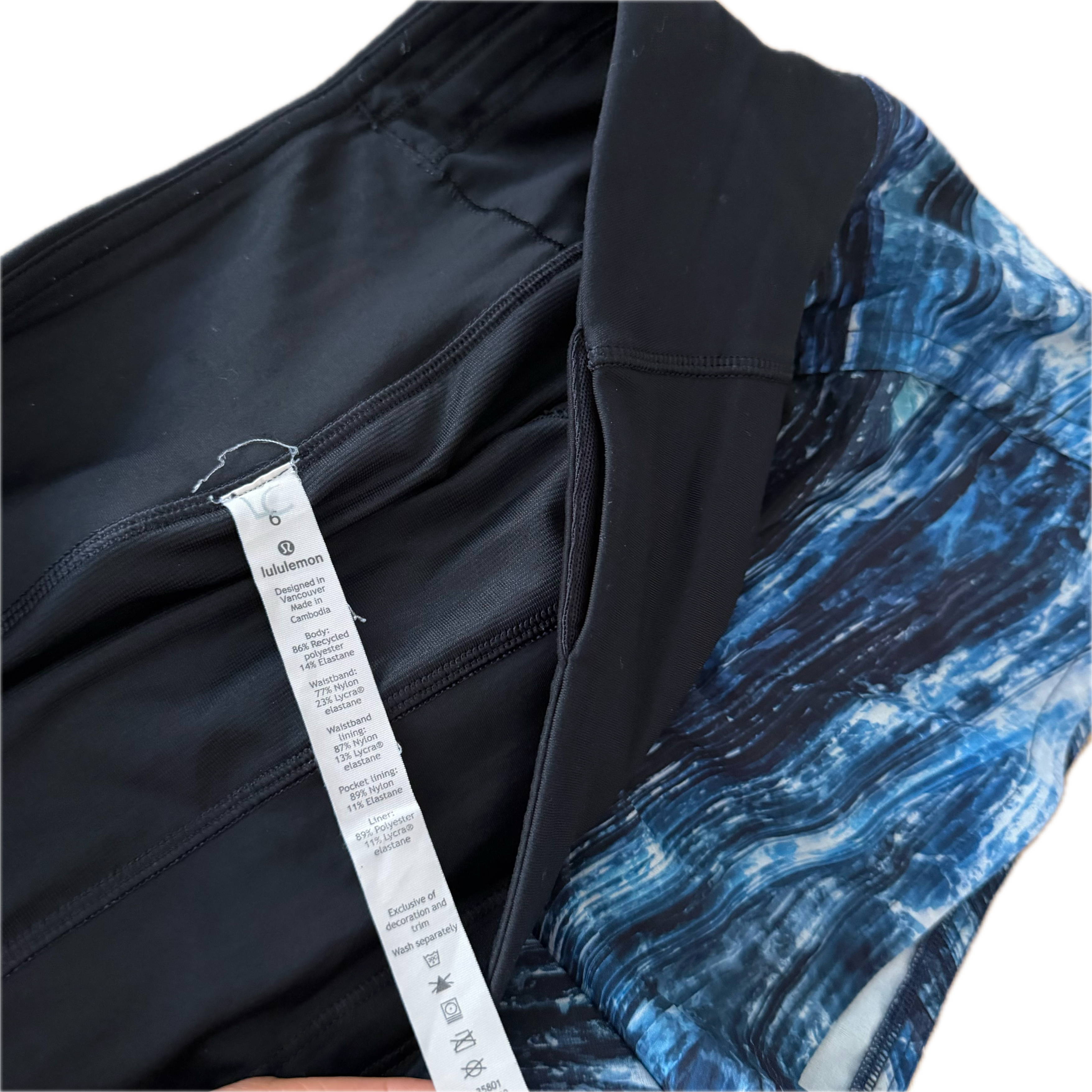 Short Lululemon talla 6 color print azul tela Nulux™