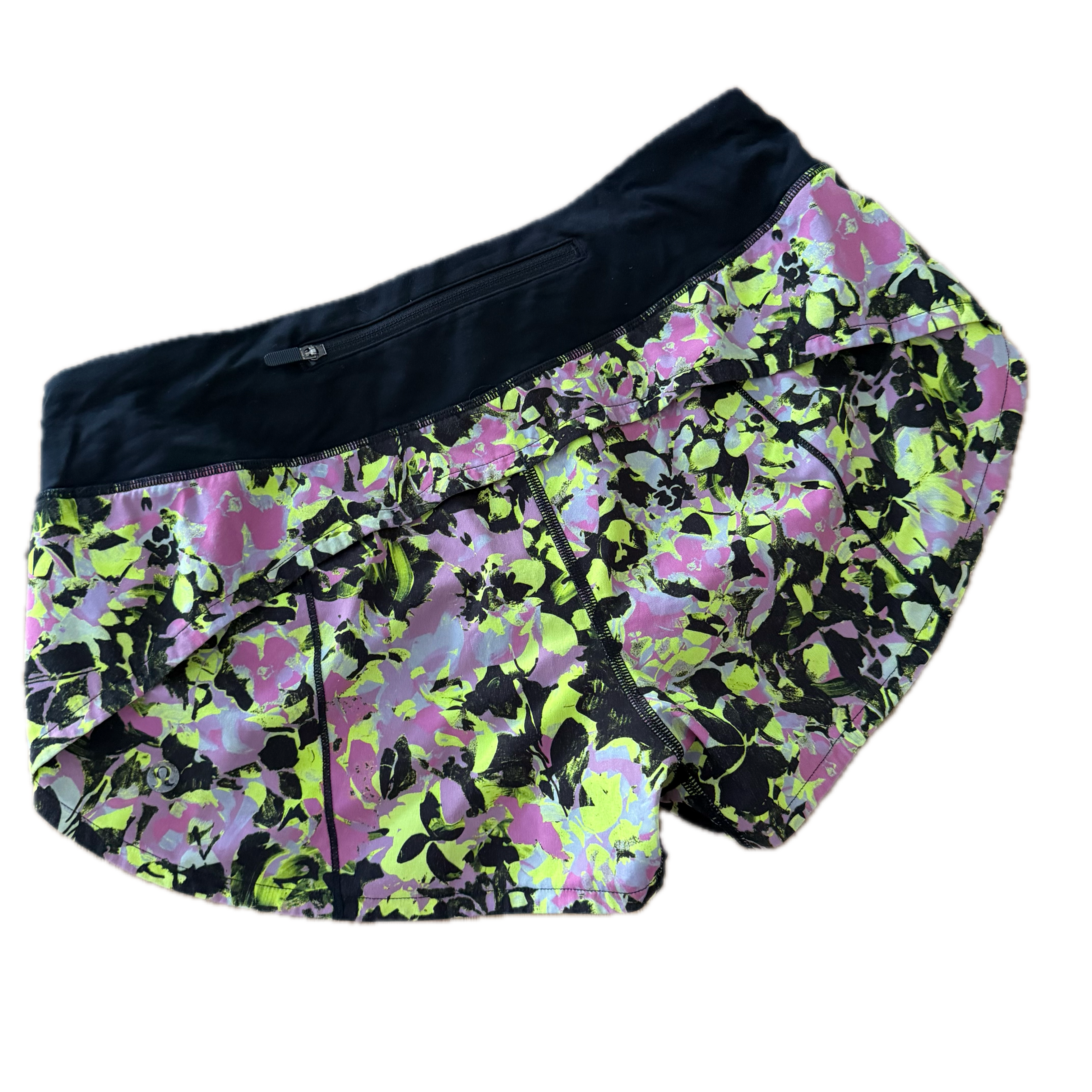 Short Lululemon talla 6 color print amarillo tela Nulux™