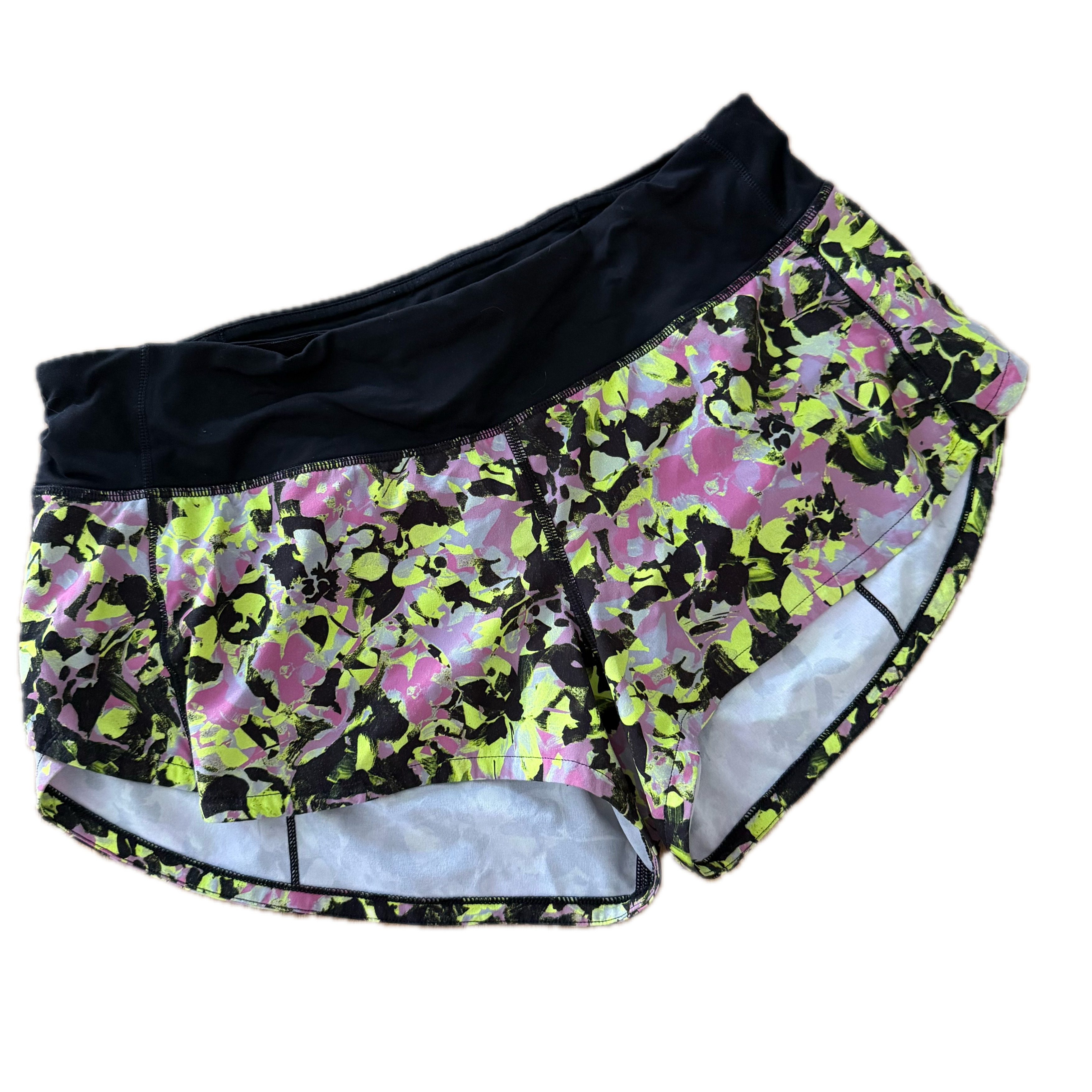 Short Lululemon talla 6 color print amarillo tela Nulux™