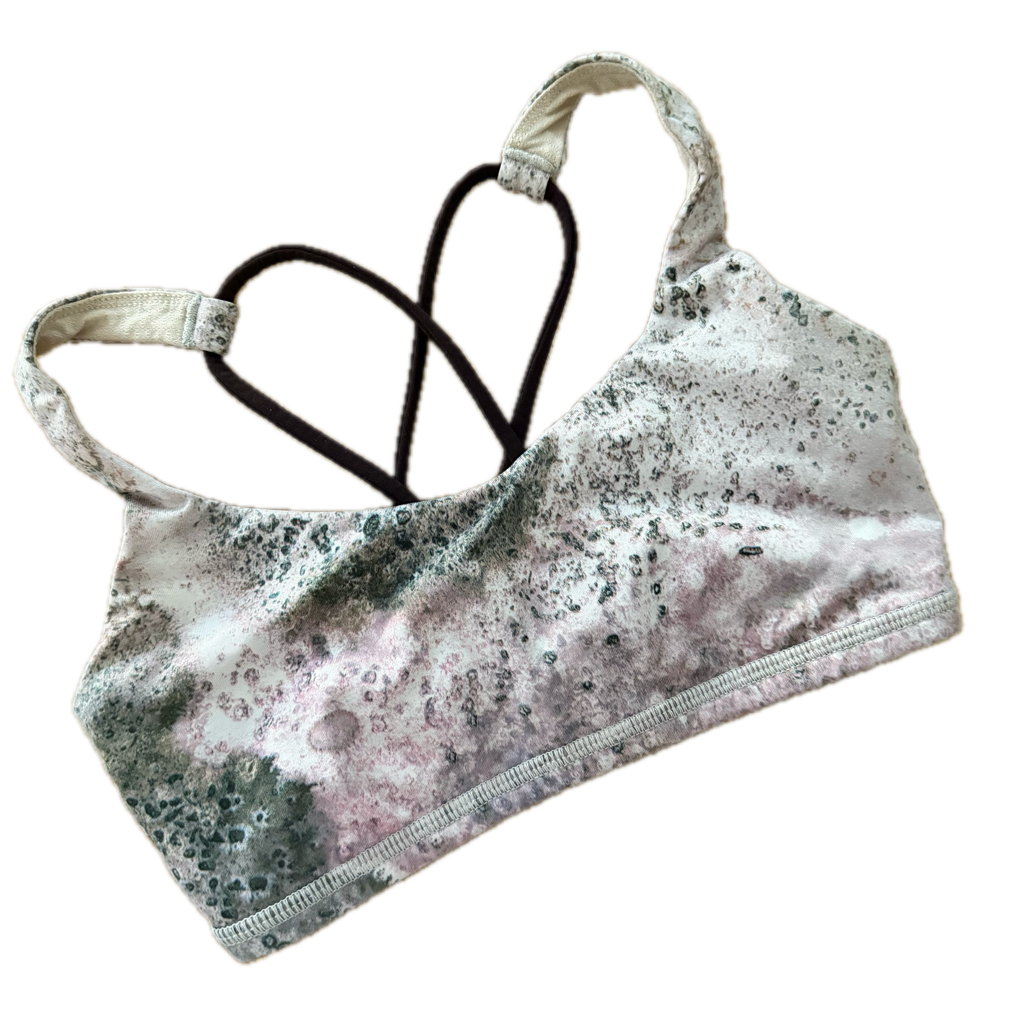 Top Lululemon talla 2 color print rosa/blanco tela Luxtreme™