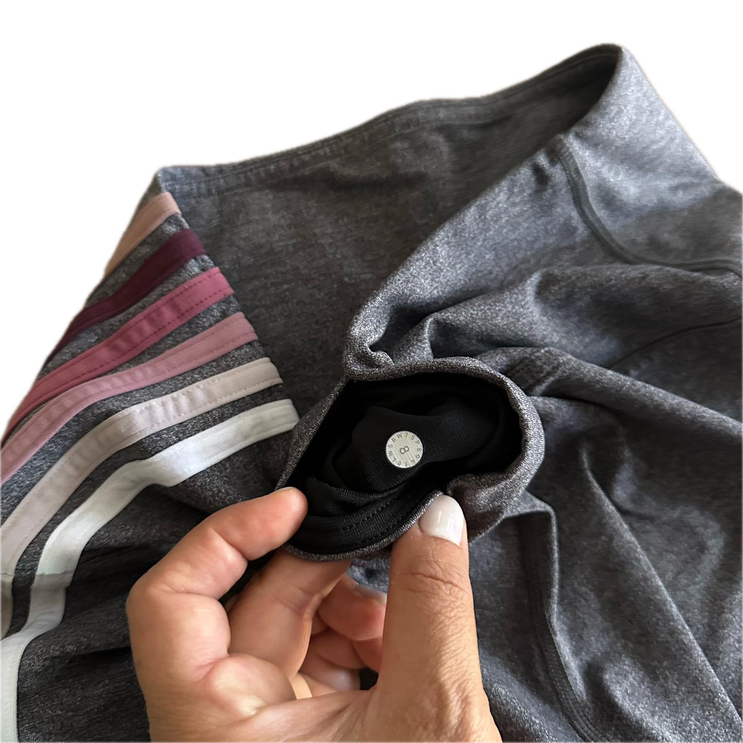 Legging 8 gris con lineas rosas laterales