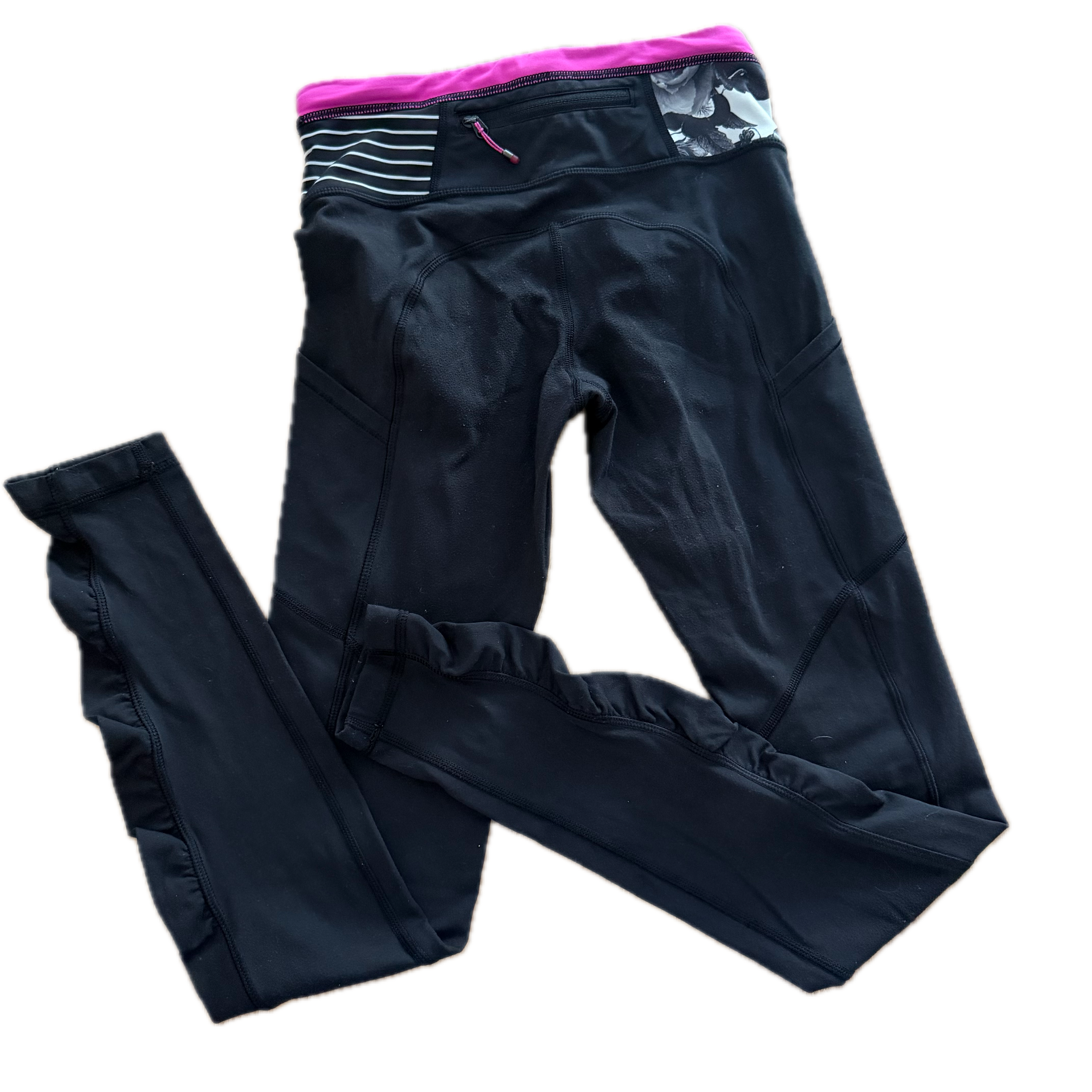 Legging Lululemon talla 2 negro pretina rosa tela Luxtreme™