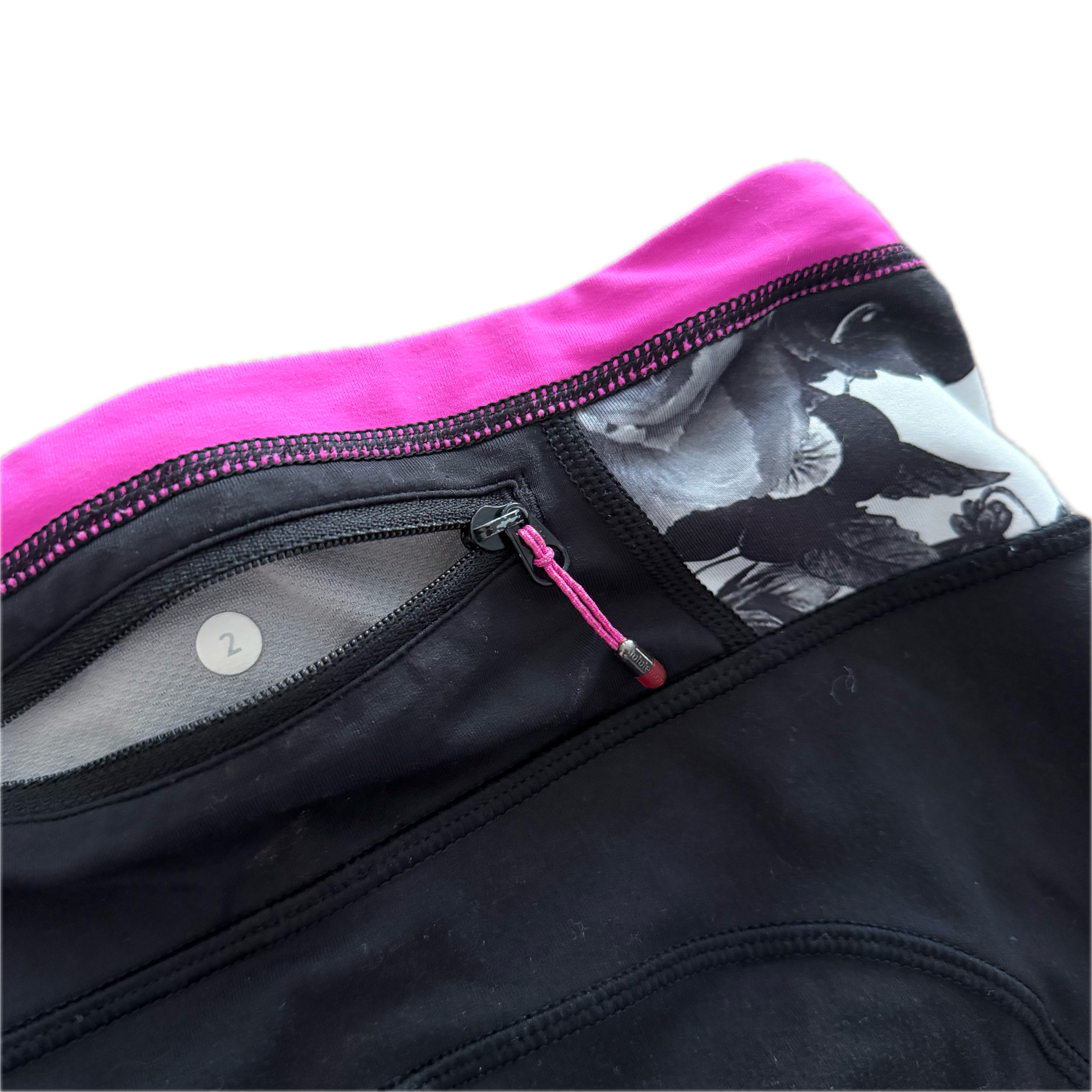 Legging Lululemon talla 2 negro pretina rosa tela Luxtreme™