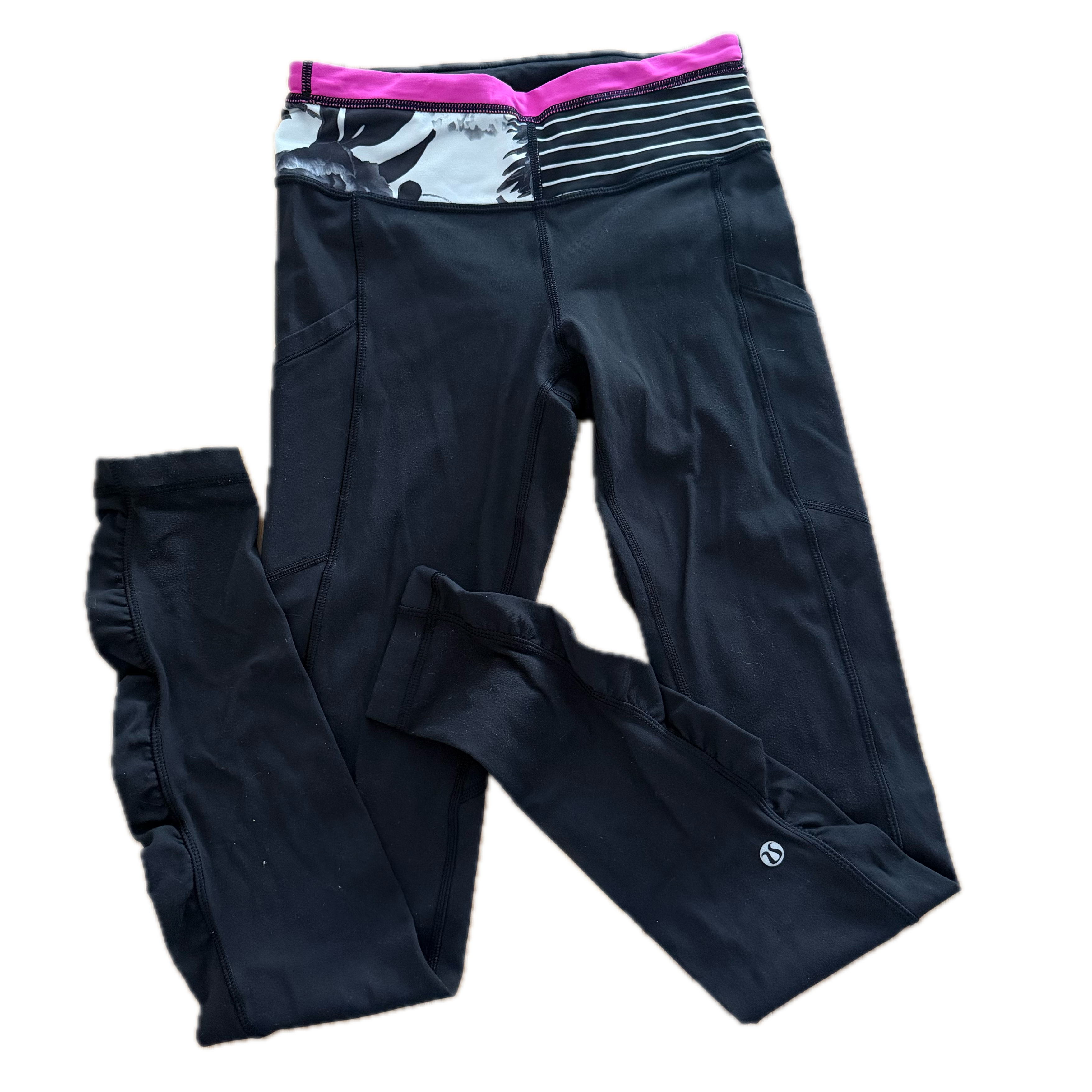 Legging Lululemon talla 2 negro pretina rosa tela Luxtreme™