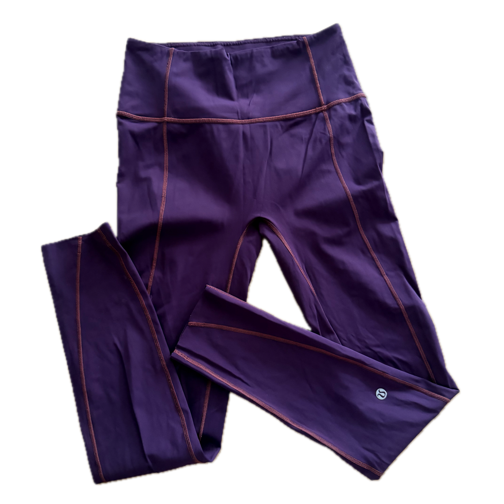 Legging talla 6 morado con costuras
