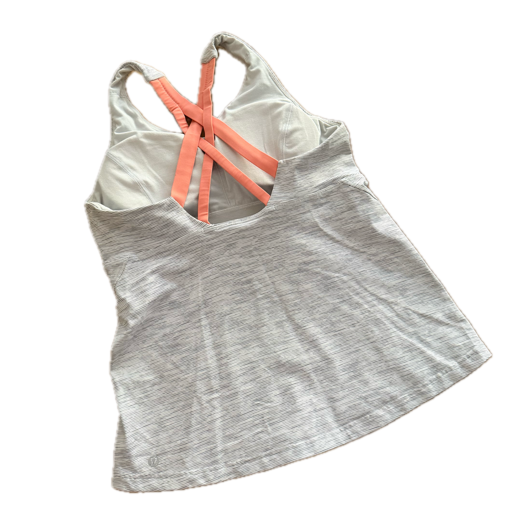 Tank talla 8 gris con tirantes naranja