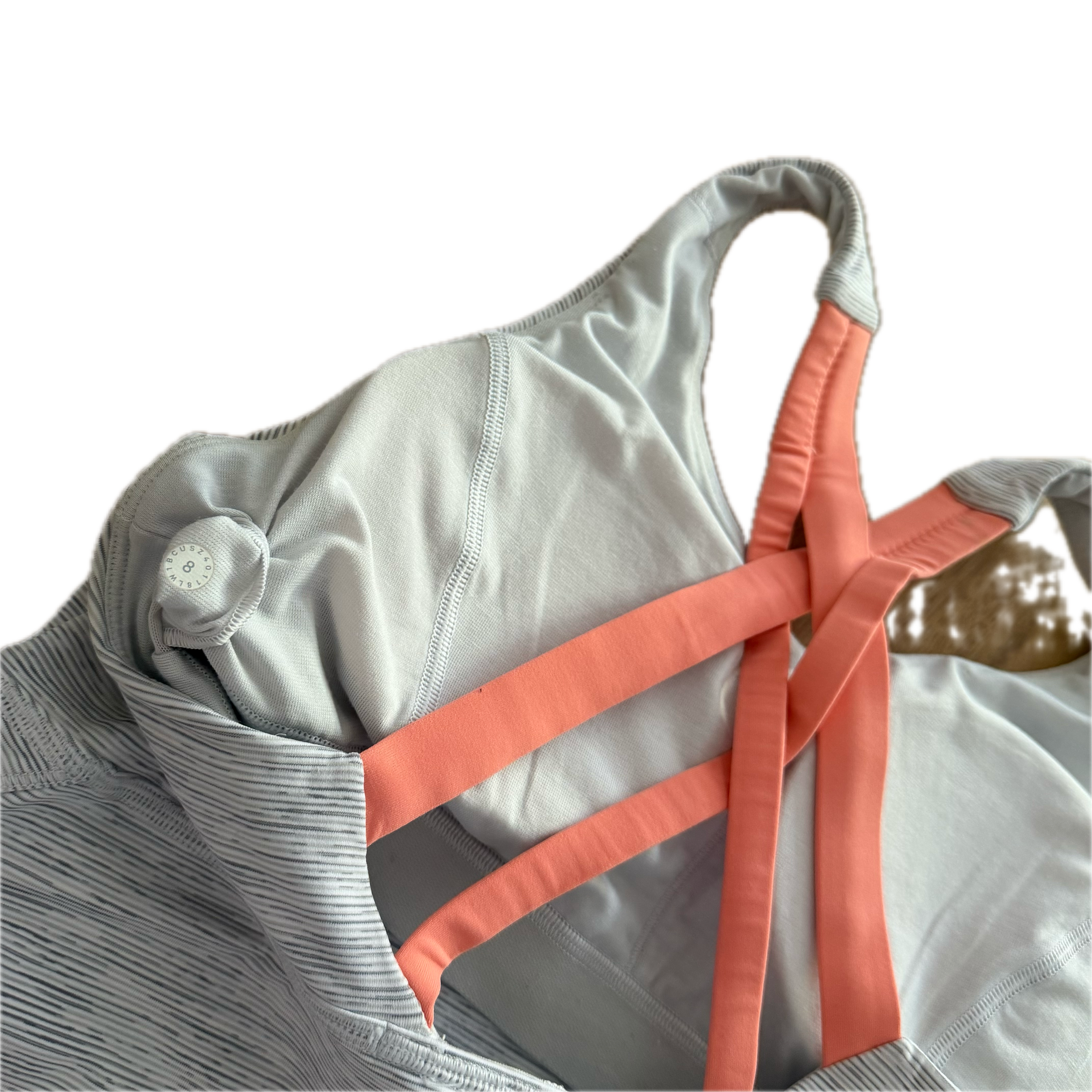 Tank top Lululemon talla 8 gris tirantes naranjas tela Luxtreme™