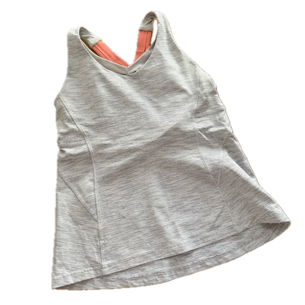 Tank talla 8 gris con tirantes naranja