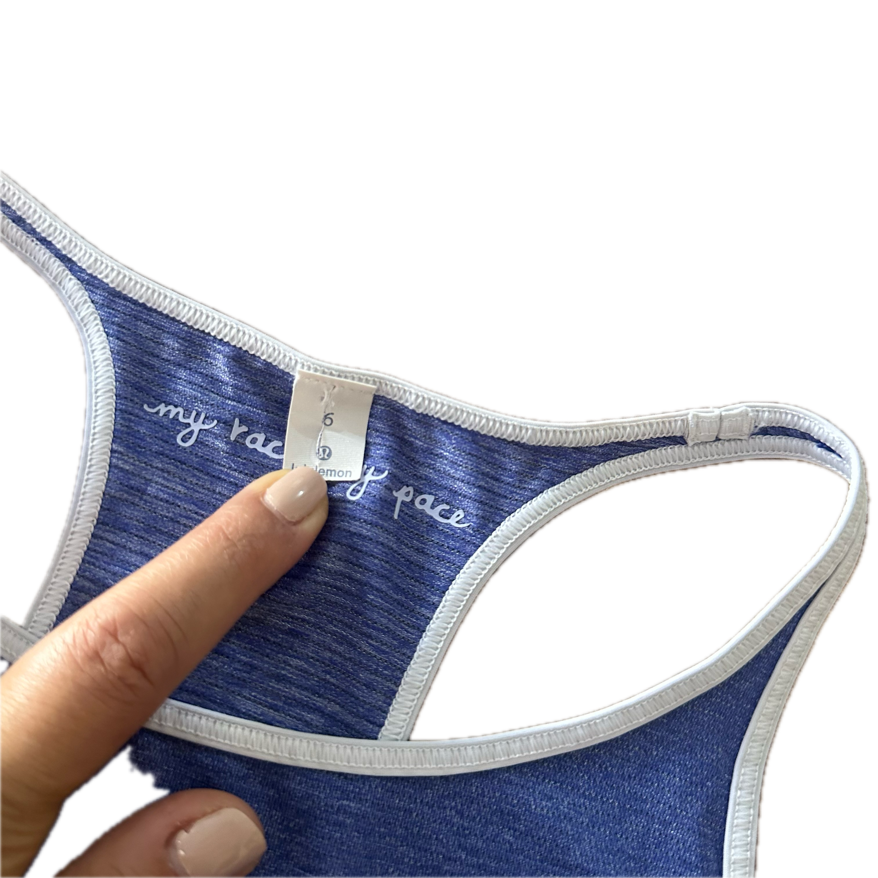 Tank Lululemon talla CH azul con linea blanca