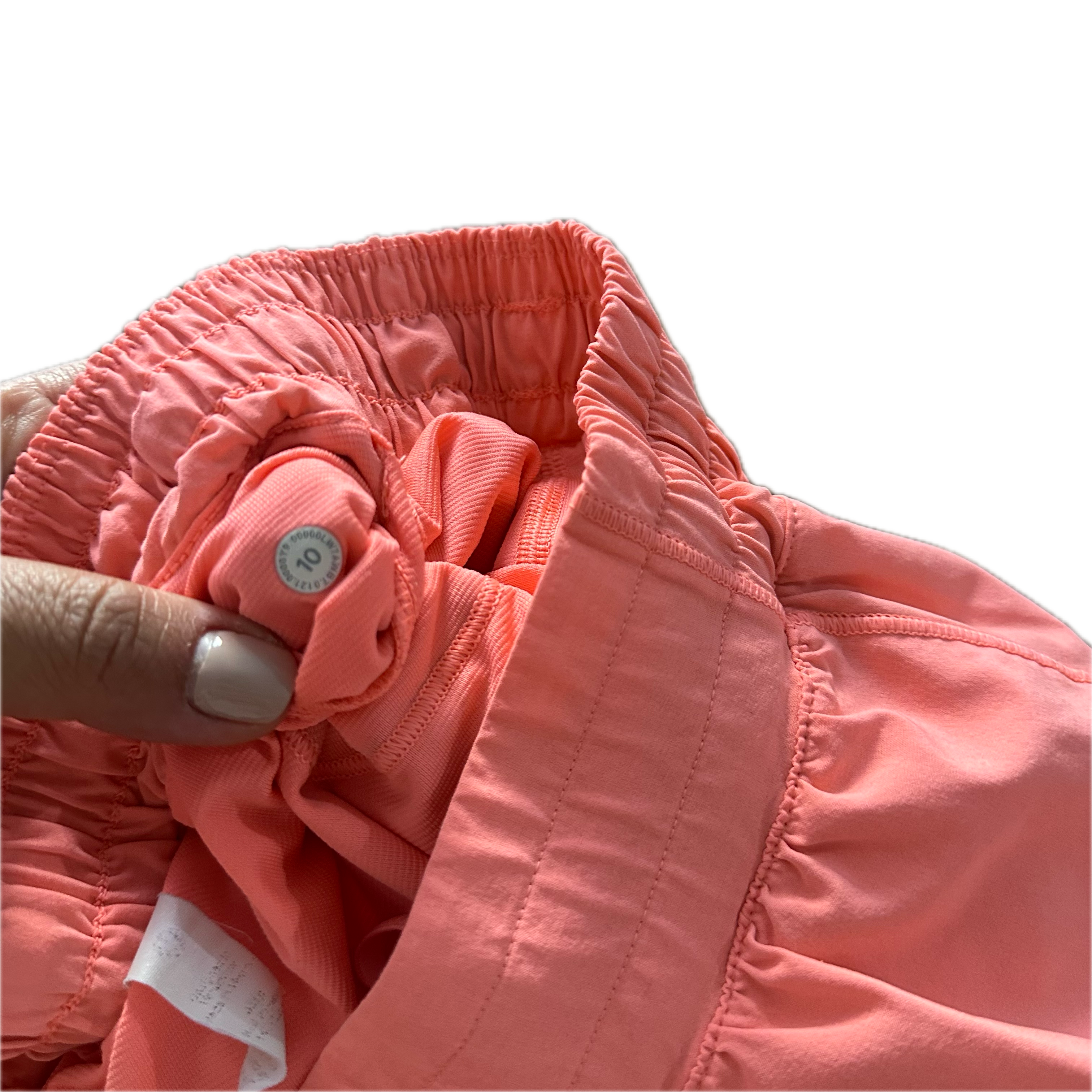 Short Lululemon talla L naranja fosfo