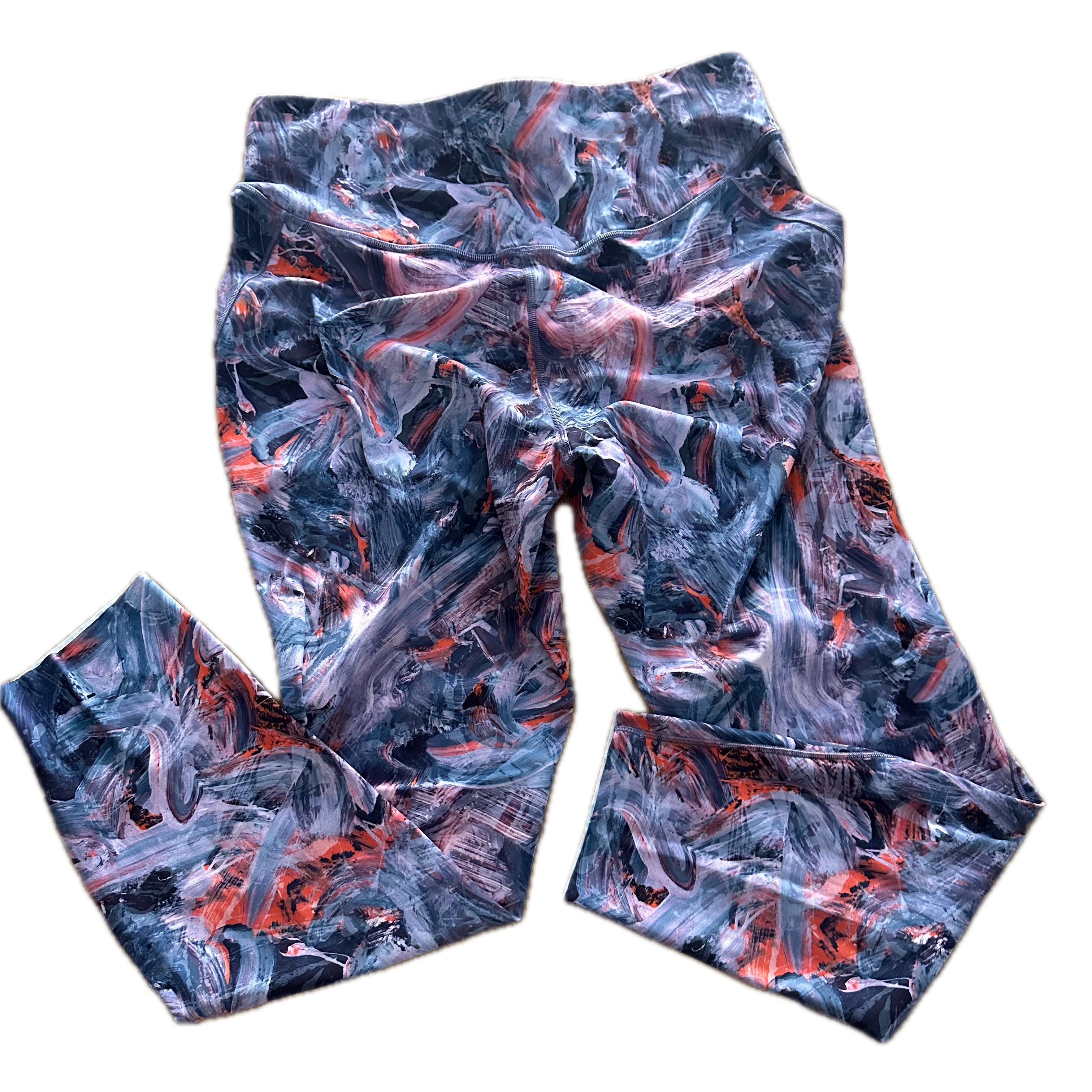 Legging Lululemon talla XL print azules y naranja