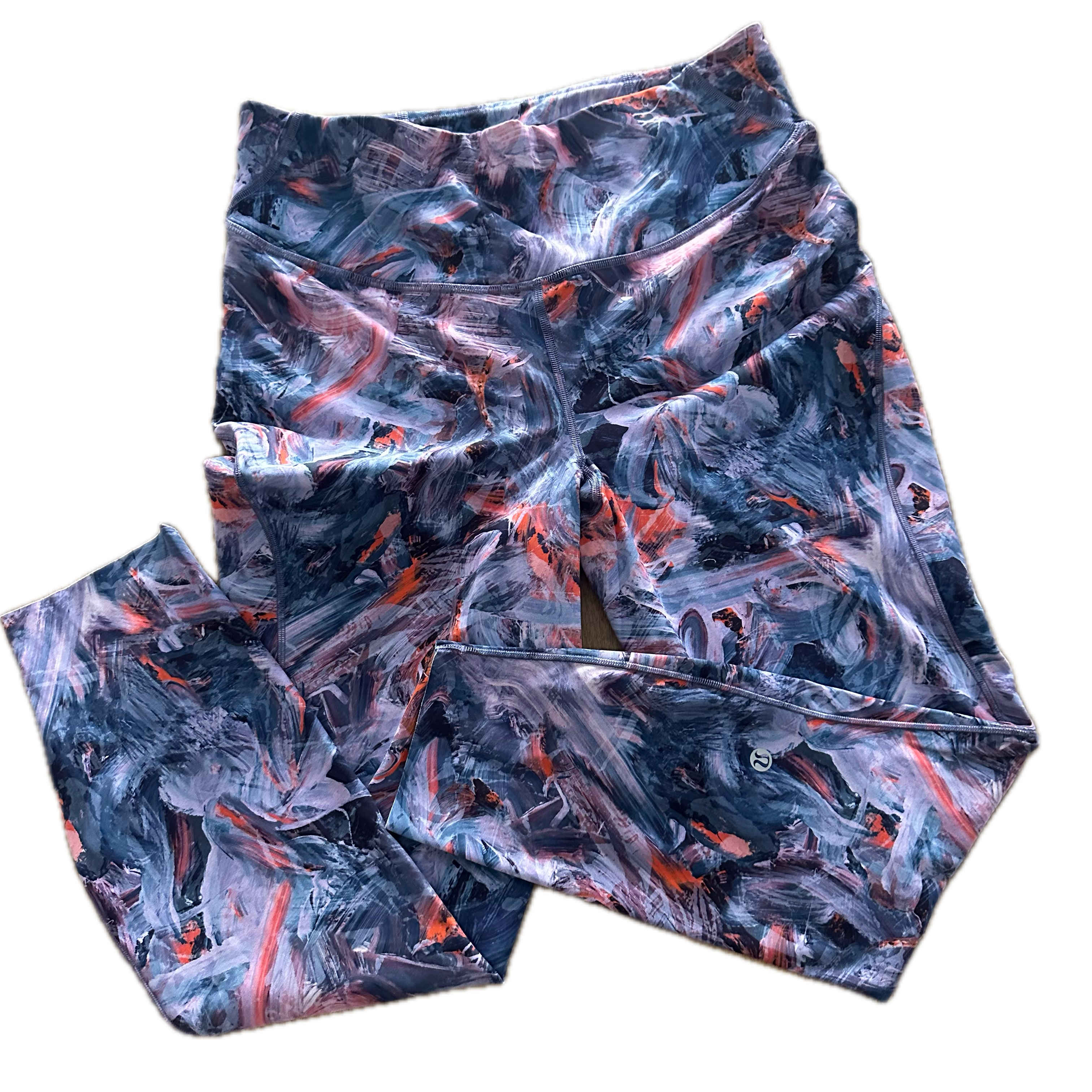 Legging Lululemon talla XL print azules y naranja