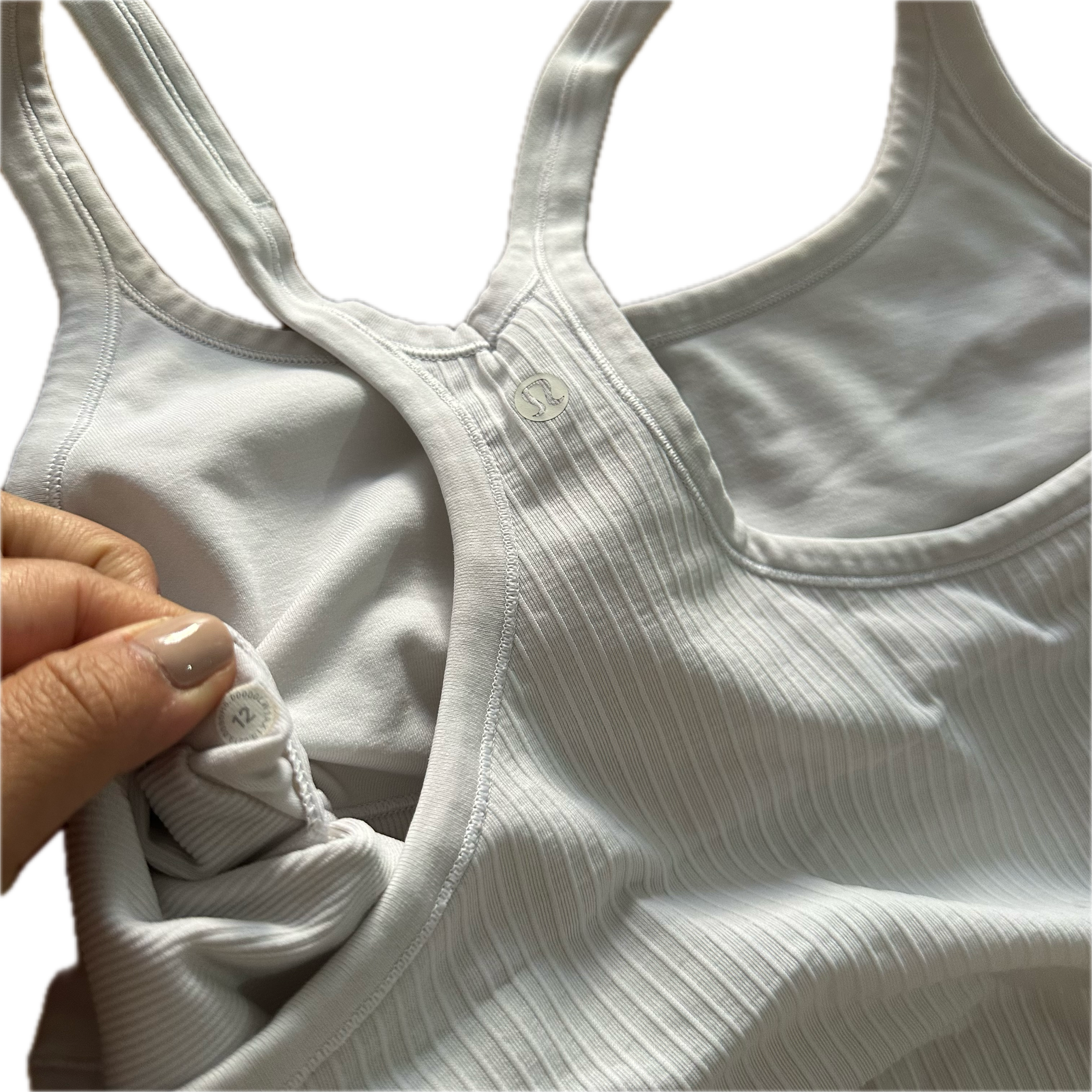 Tank Lululemon talla XL blanca acanalada
