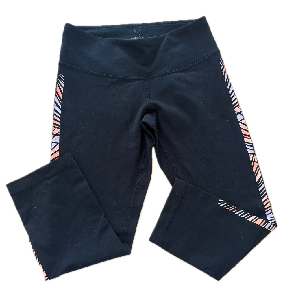 Legging talla 6 negro con diseño lateral en rosas