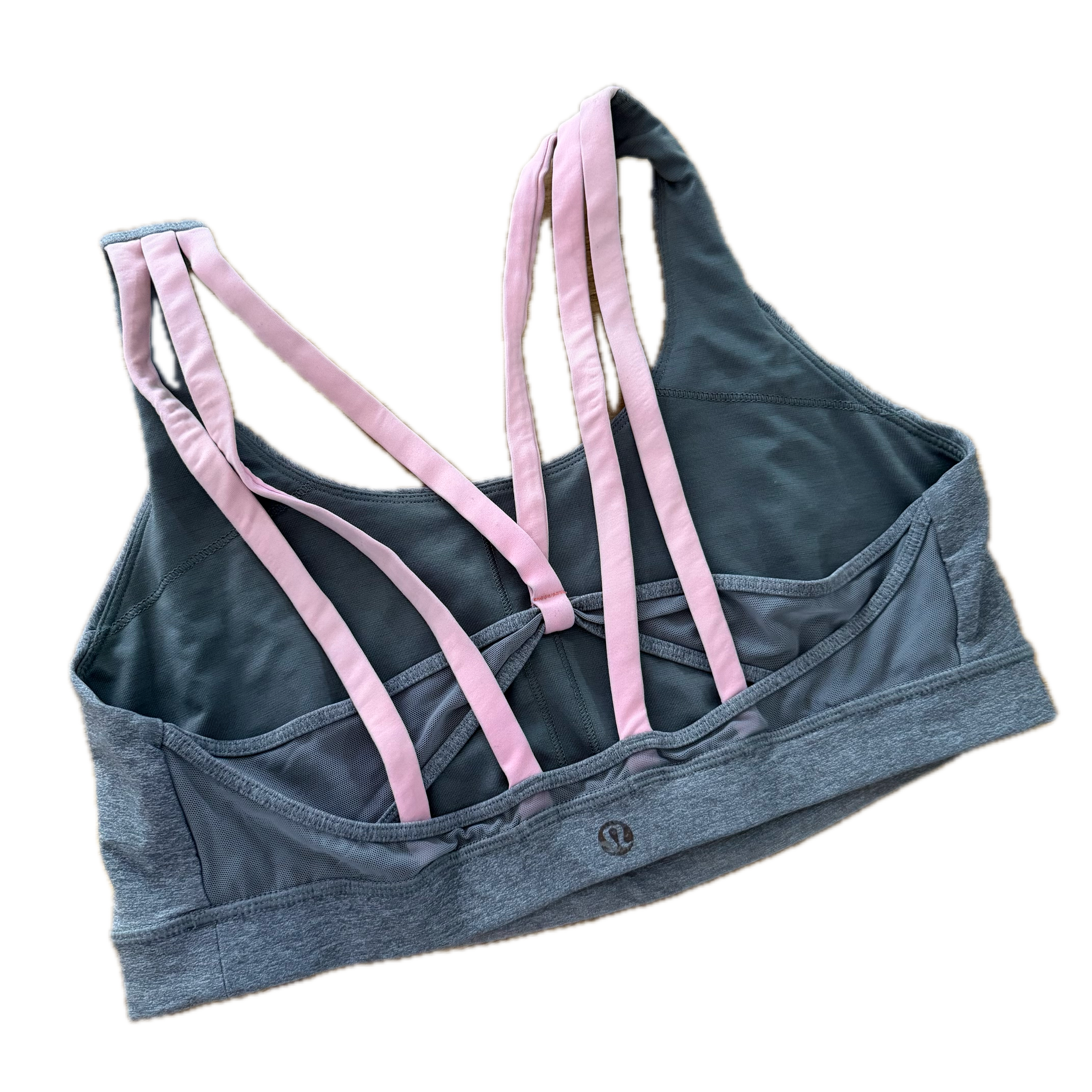 Top Lululemon talla 12 gris tirantes rosas tela Luxtreme™