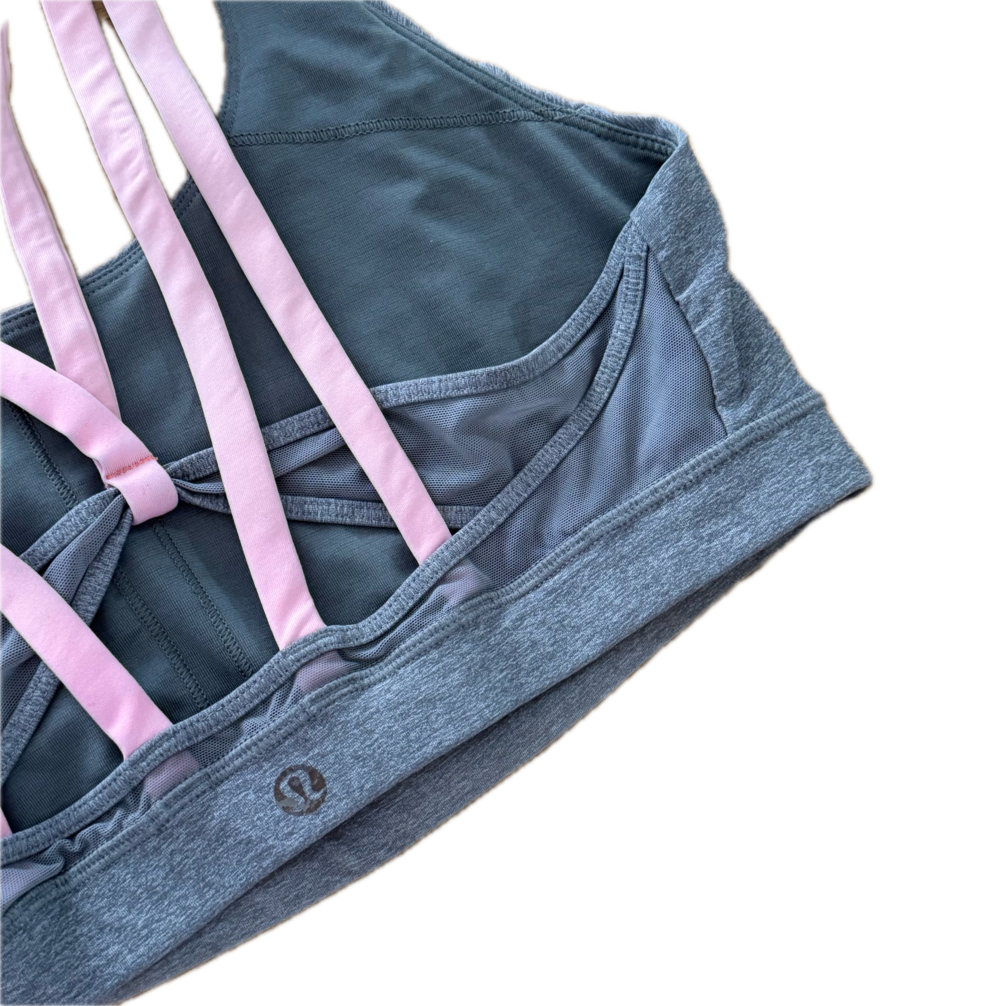 Top Lululemon talla 12 gris tirantes rosas tela Luxtreme™