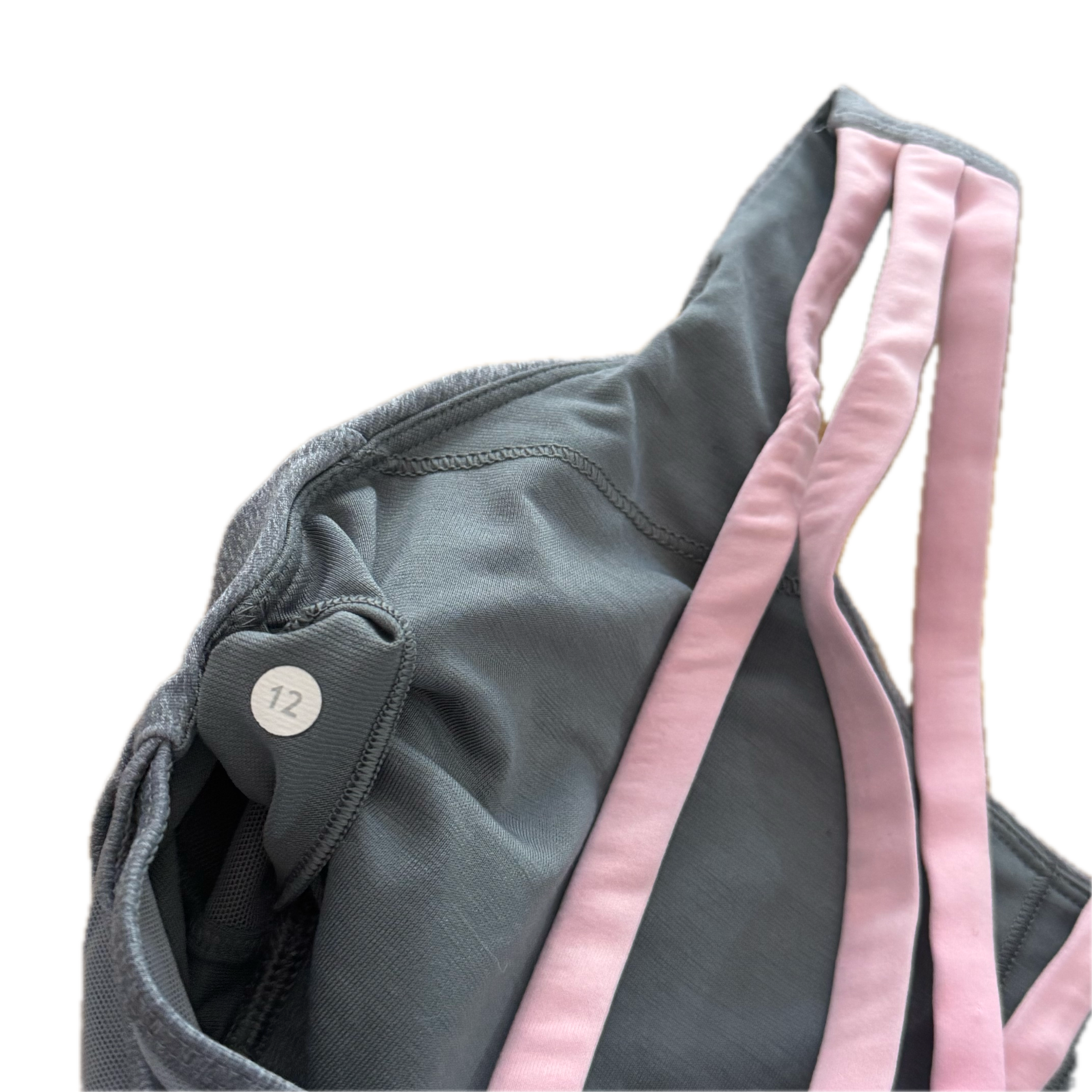 Top Lululemon talla 12 gris tirantes rosas tela Luxtreme™