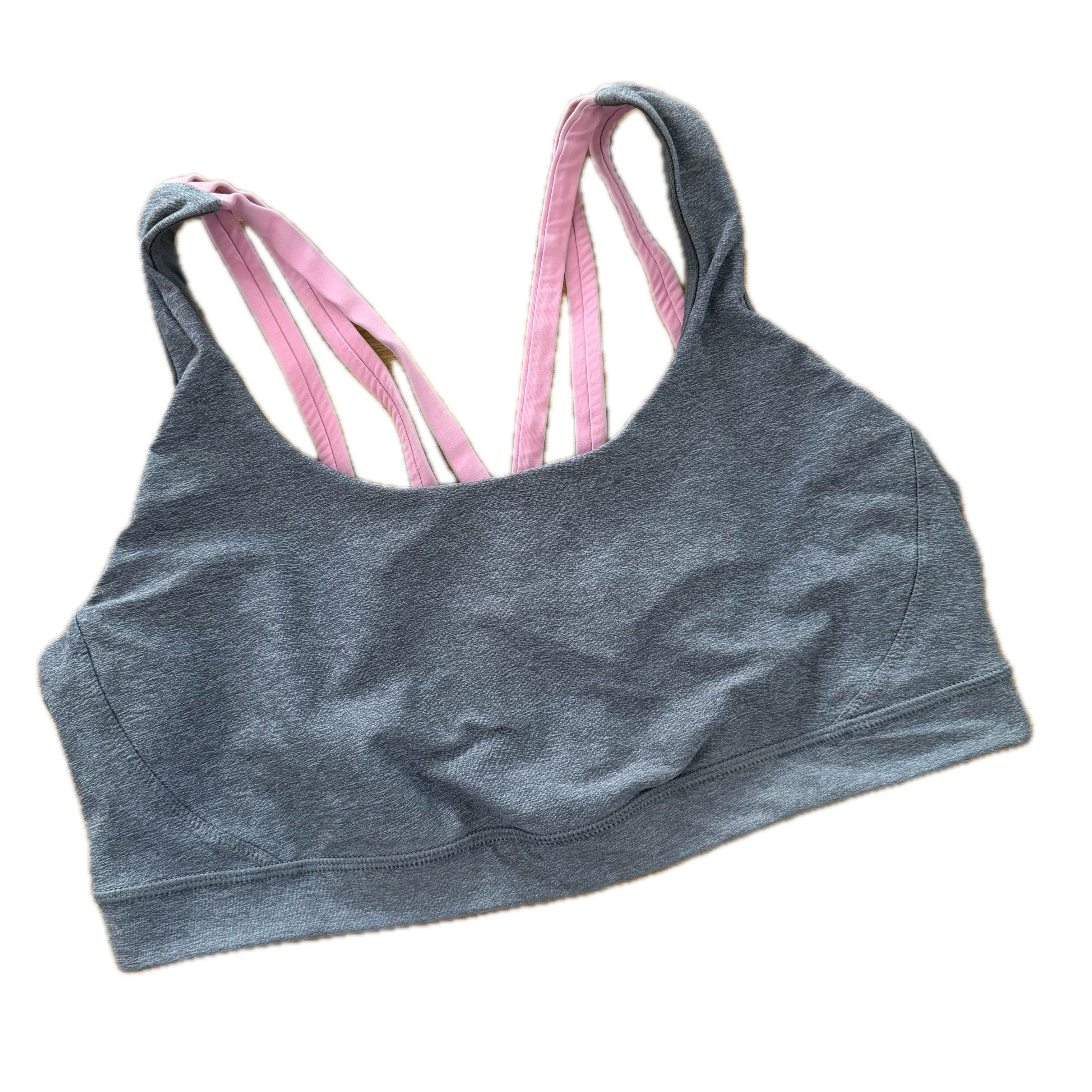Top Lululemon talla 12 gris tirantes rosas tela Luxtreme™