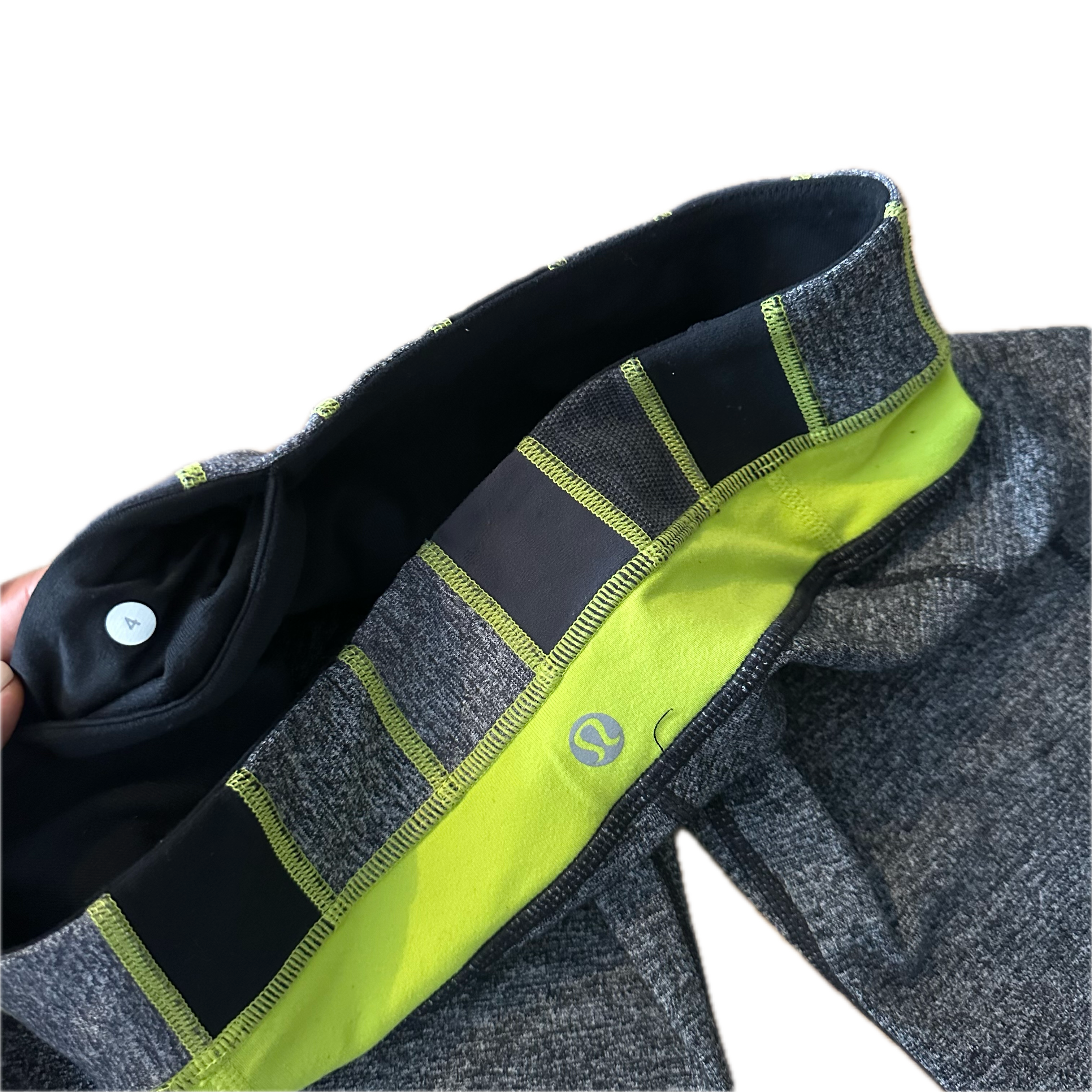 Legging Flare Lululemon talla XCH gris pretina amarilla