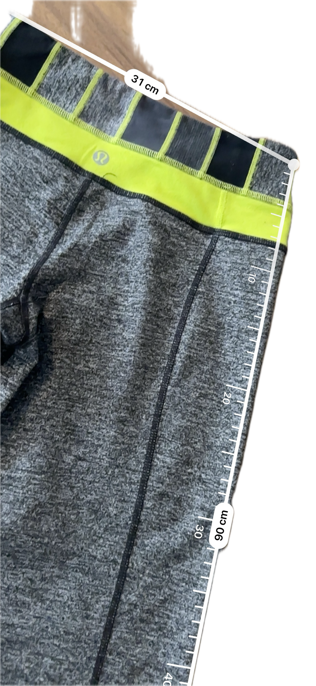 Legging Flare Lululemon talla XCH gris pretina amarilla