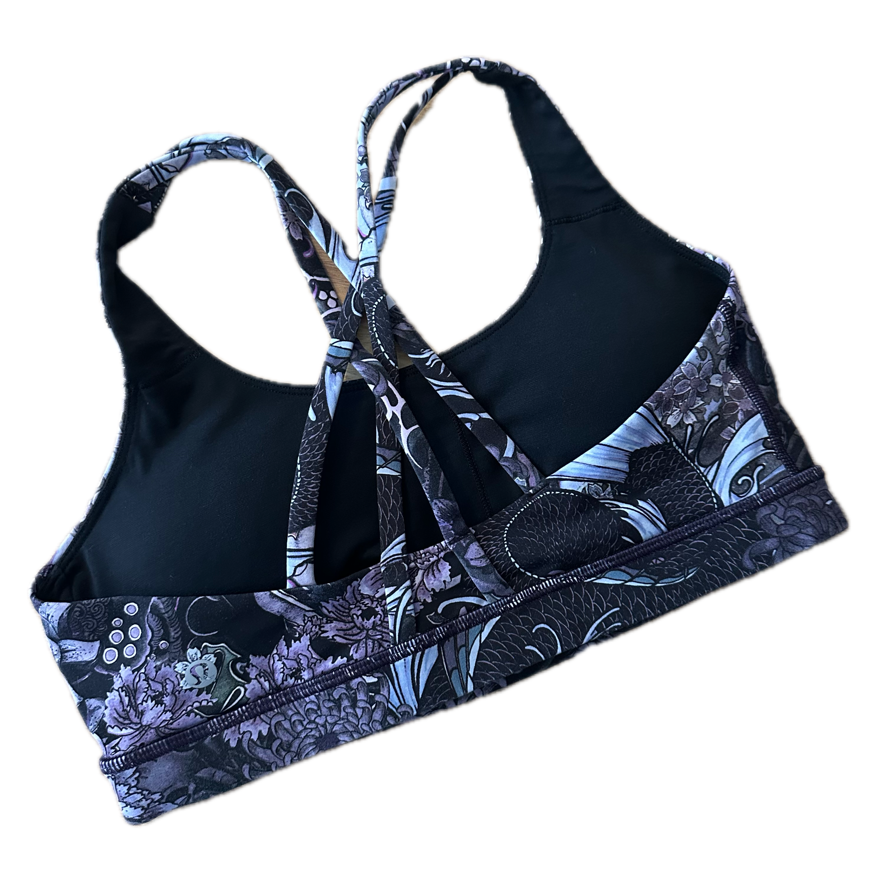 Top Lululemon talla M print morados/negro