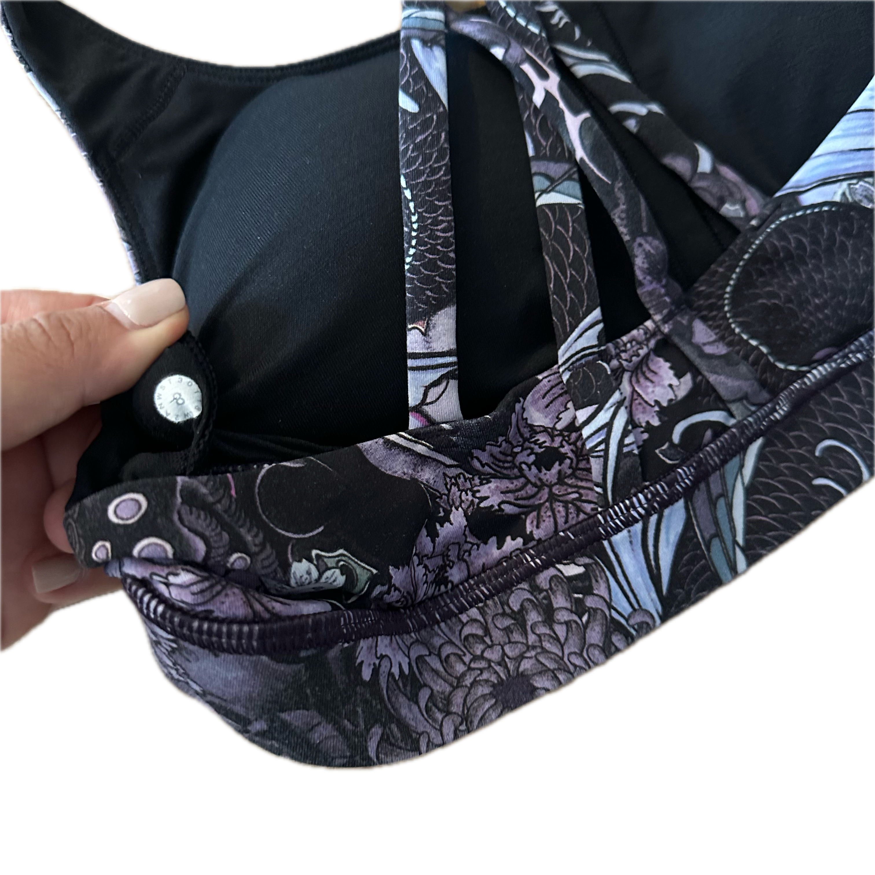 Top Lululemon talla M print morados/negro