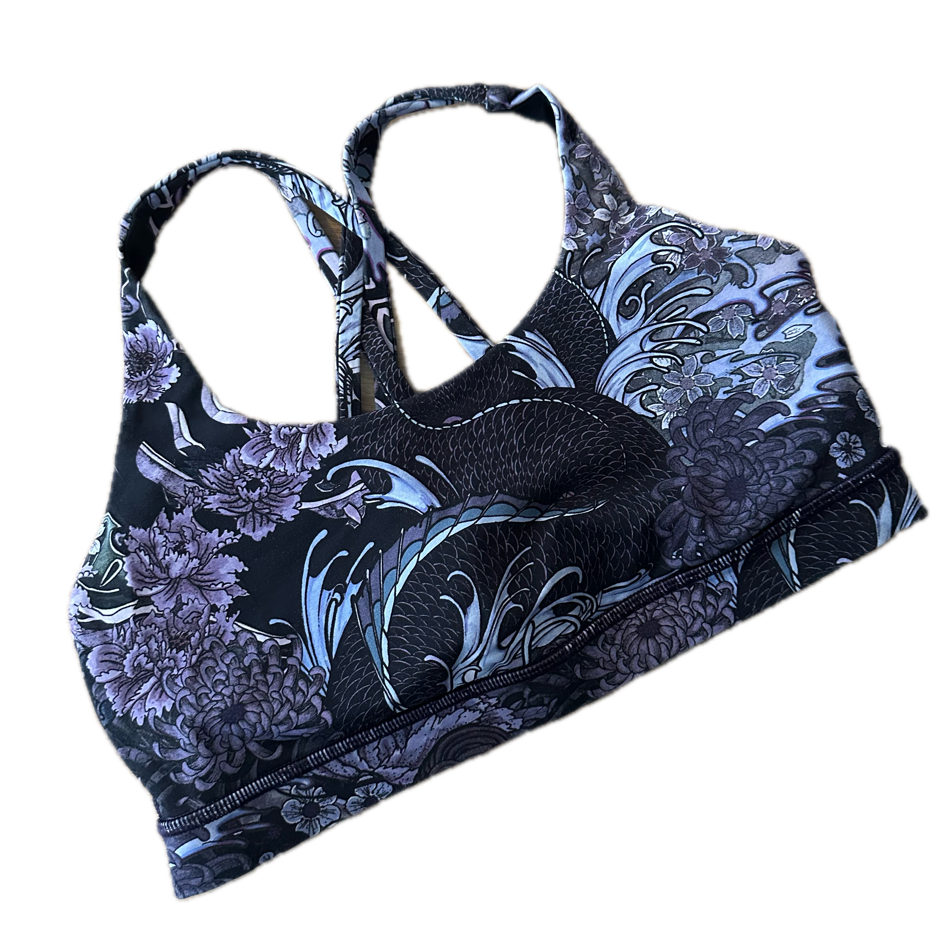 Top Lululemon talla M print morados/negro