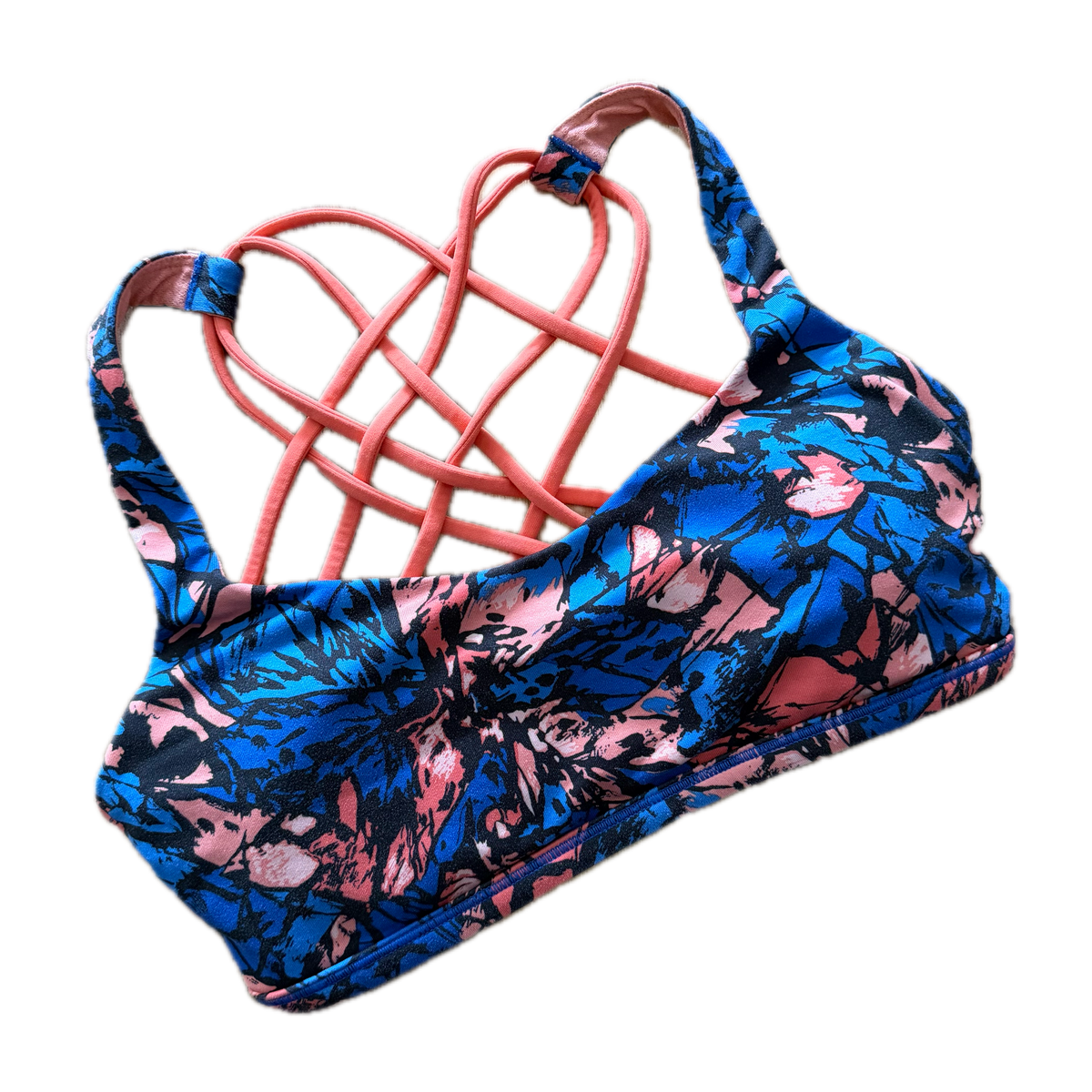 Top talla 4 flores azules y coral