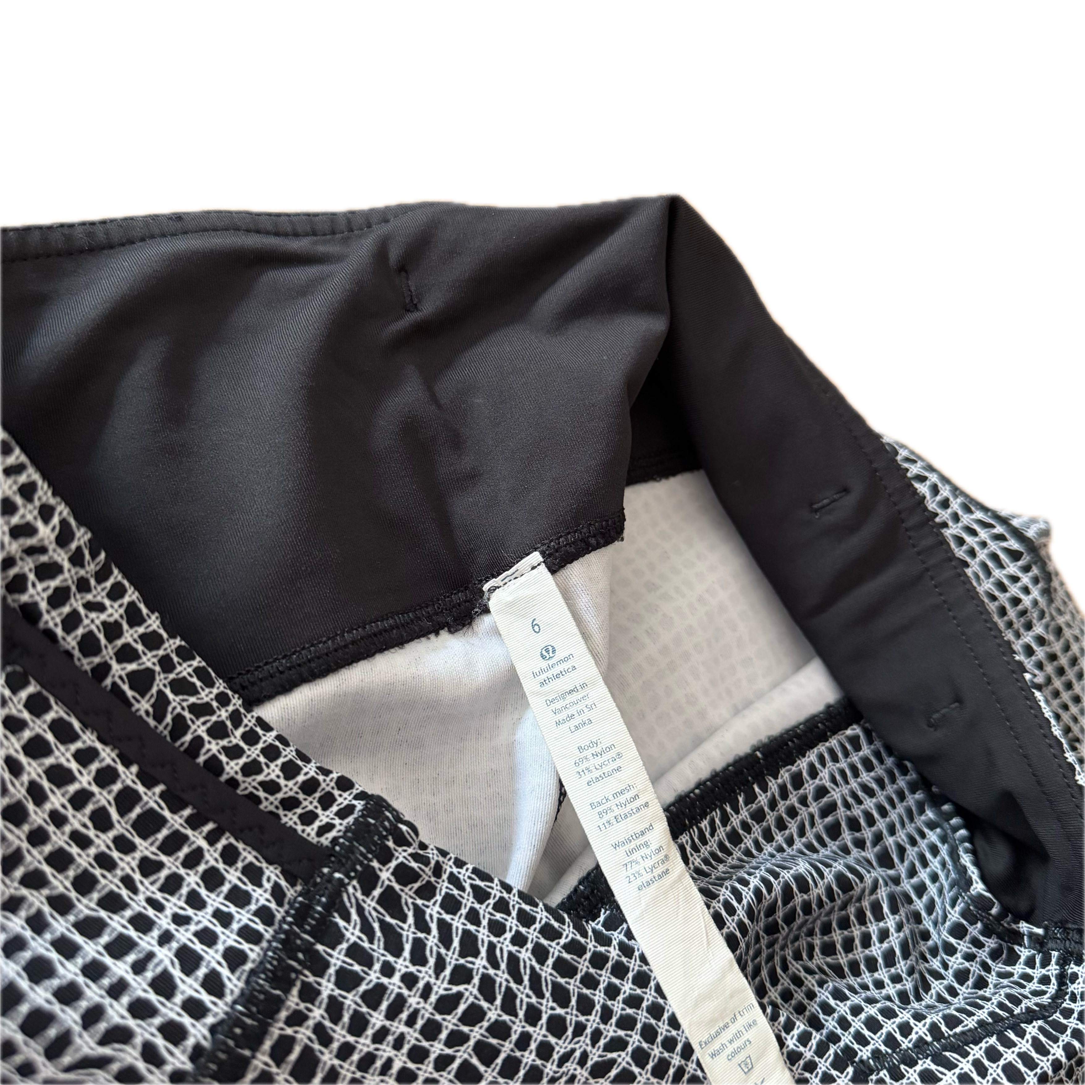 Legging 90 cm Lululemon talla 6 print blanco/negro tela Luxtreme™
