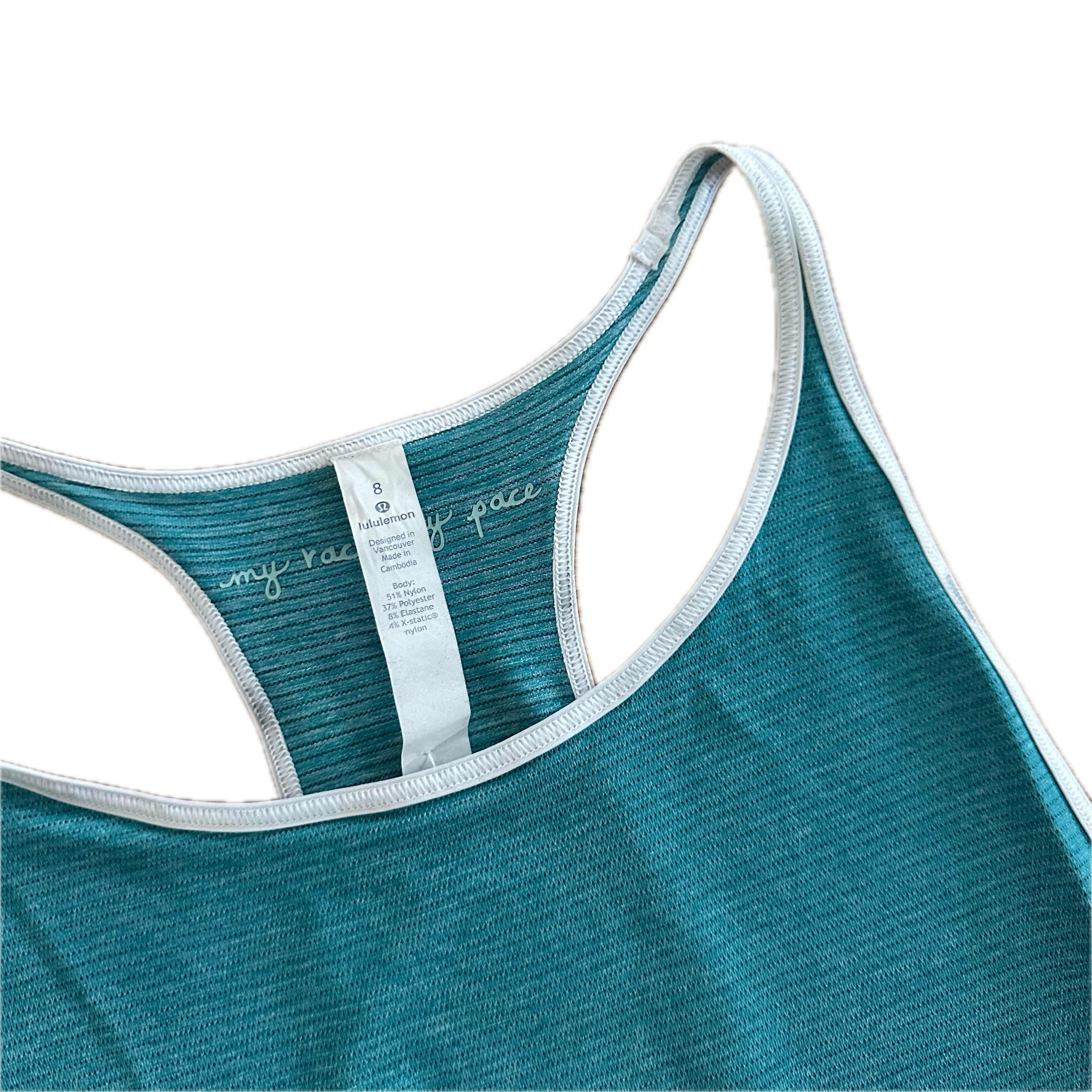 Tank Lululemon M azul linea blanca