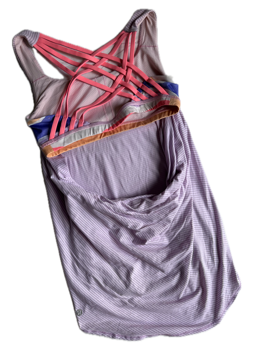 Tank top 6 lila con tirantes rosas