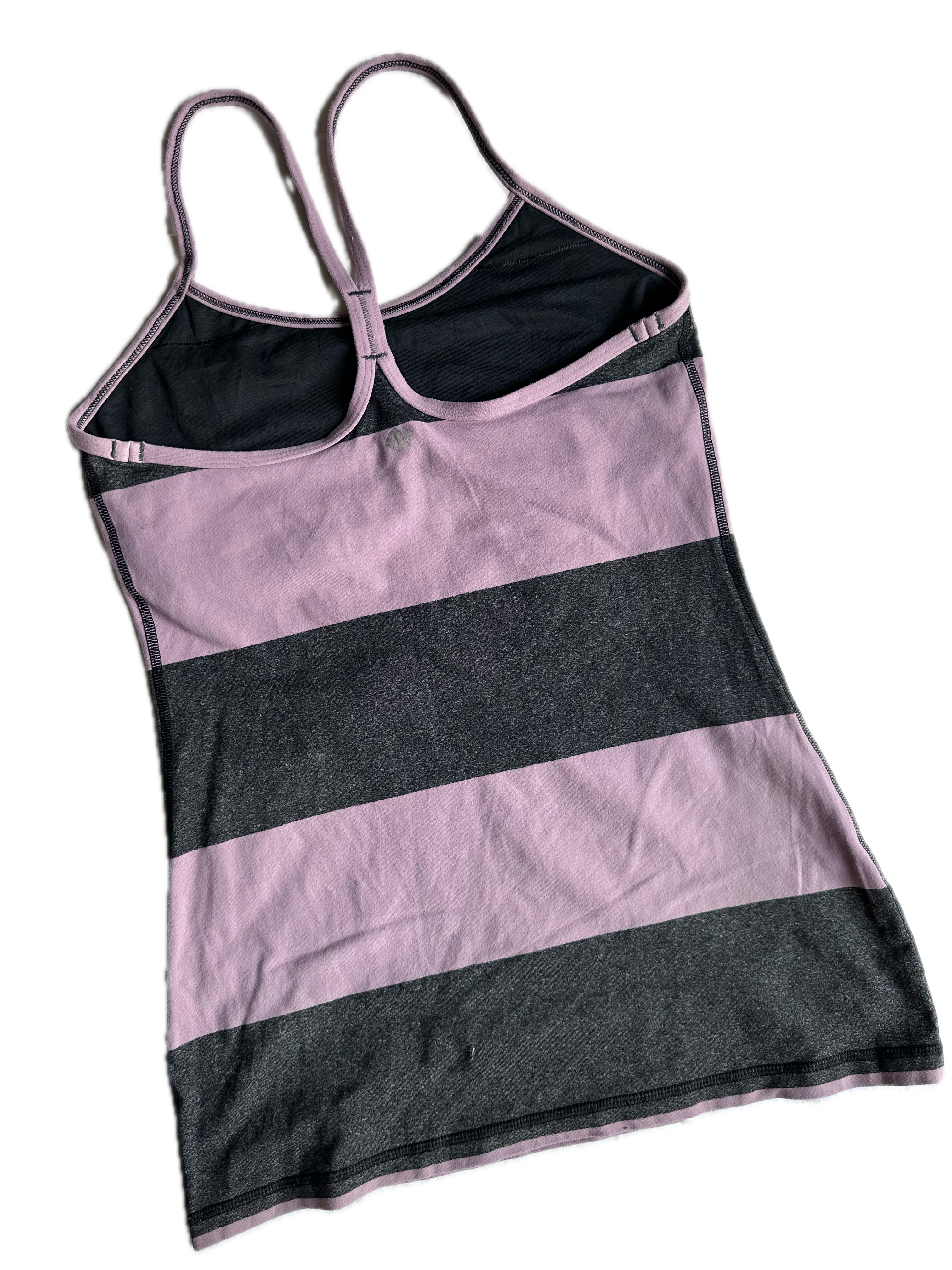 Top Lululemon talla CH rayas rosas y grises