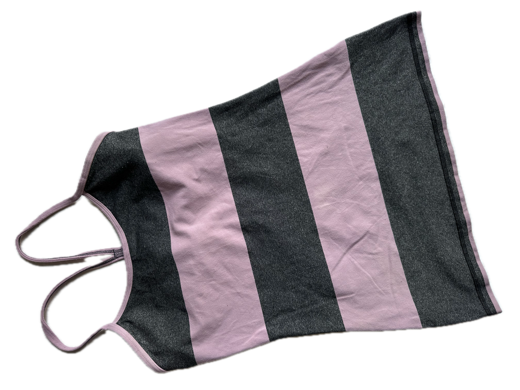 Top Lululemon talla CH rayas rosas y grises