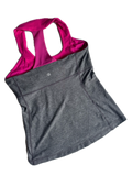 Tank top Lululemon talla G gris con rosa halter