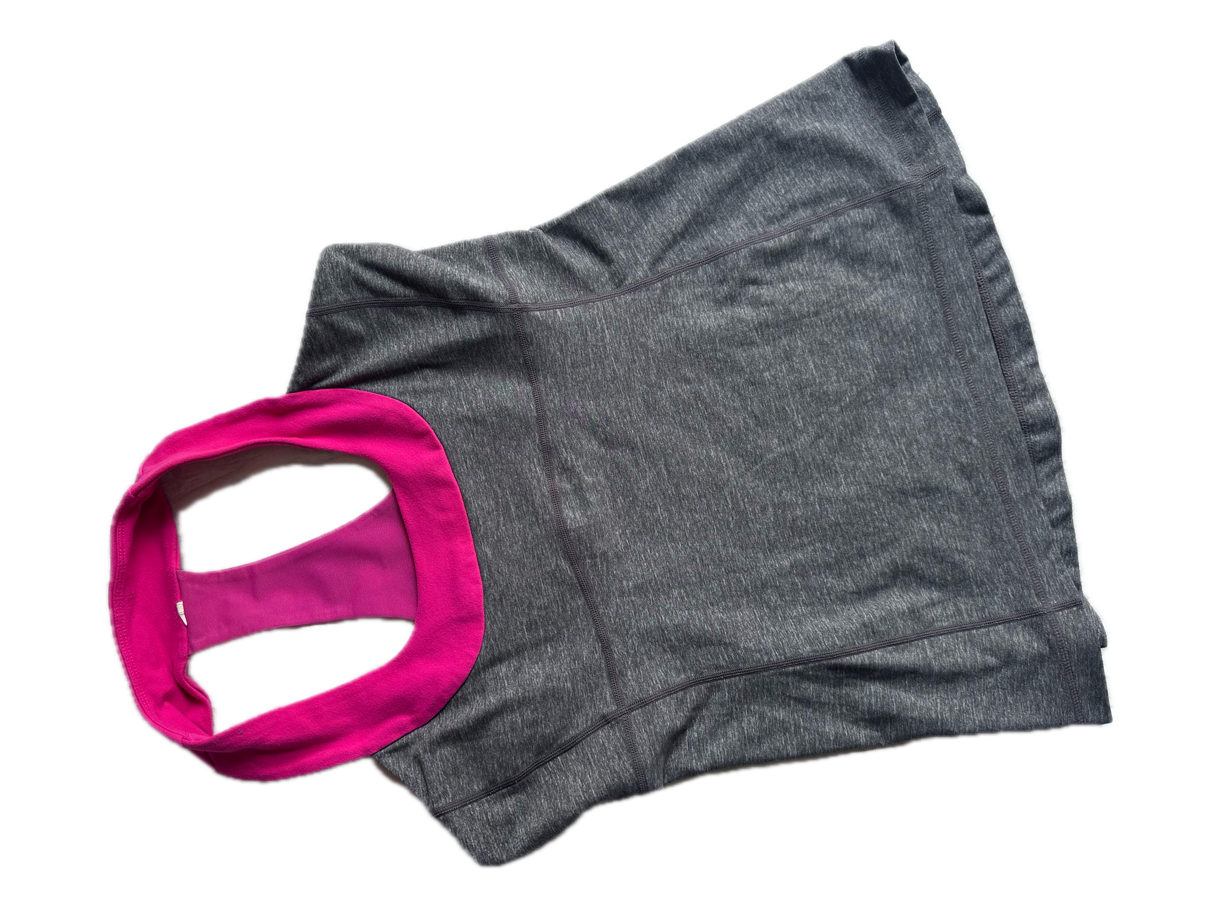 Tank top Lululemon talla G gris con rosa halter
