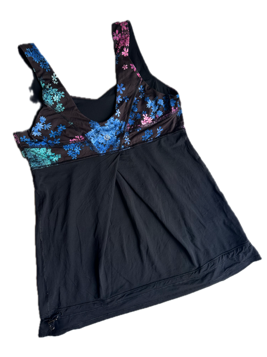 Tank top 8 negro y print flores