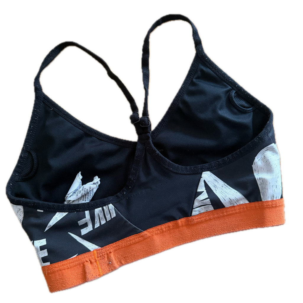 Top talla M negro con naranja soporte bajo